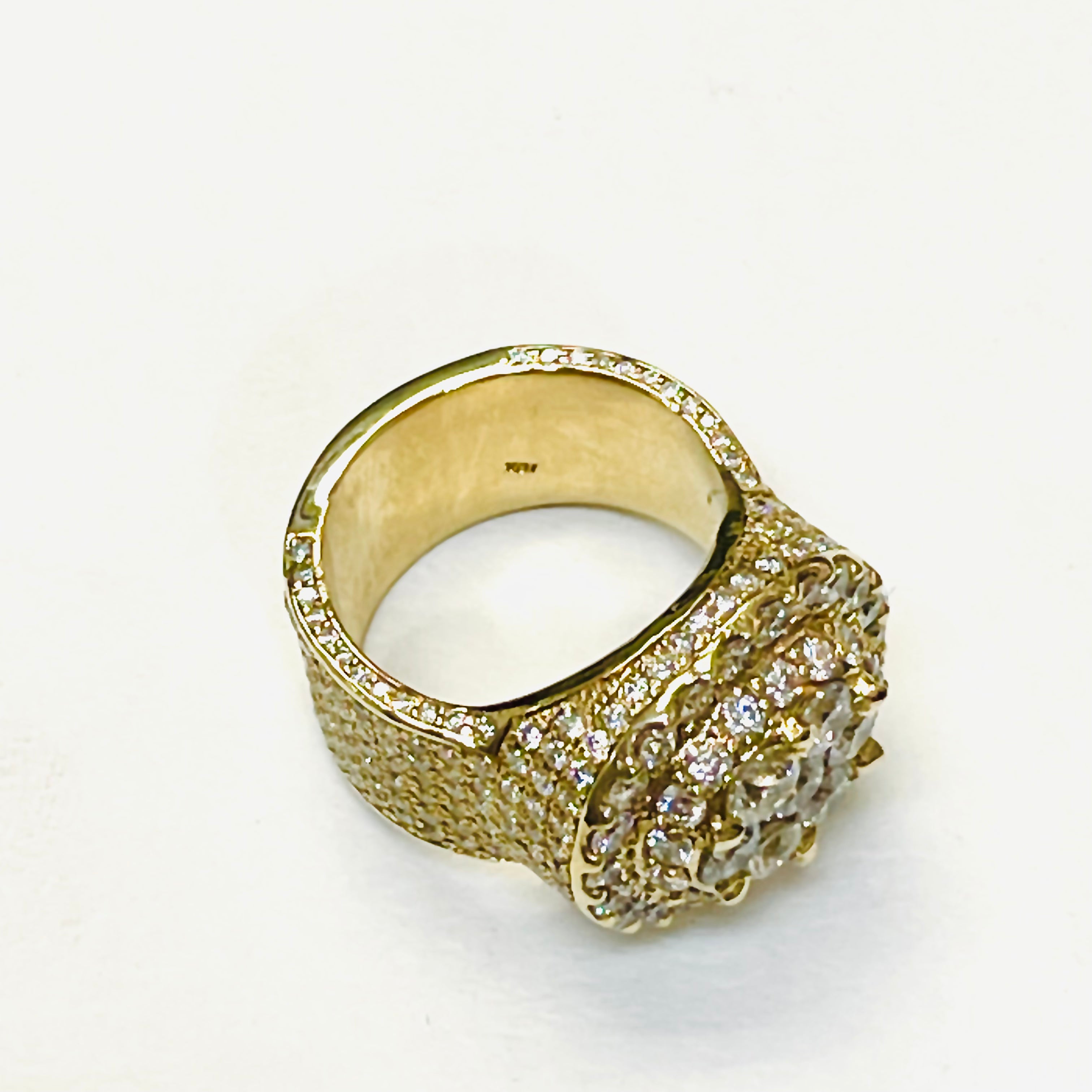 7CTW Natural 10K Yellow Gold Diamond Mens Ring