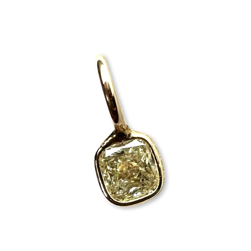 .15CT Canary Cushion Cut Yellow Diamond Pendant Charm