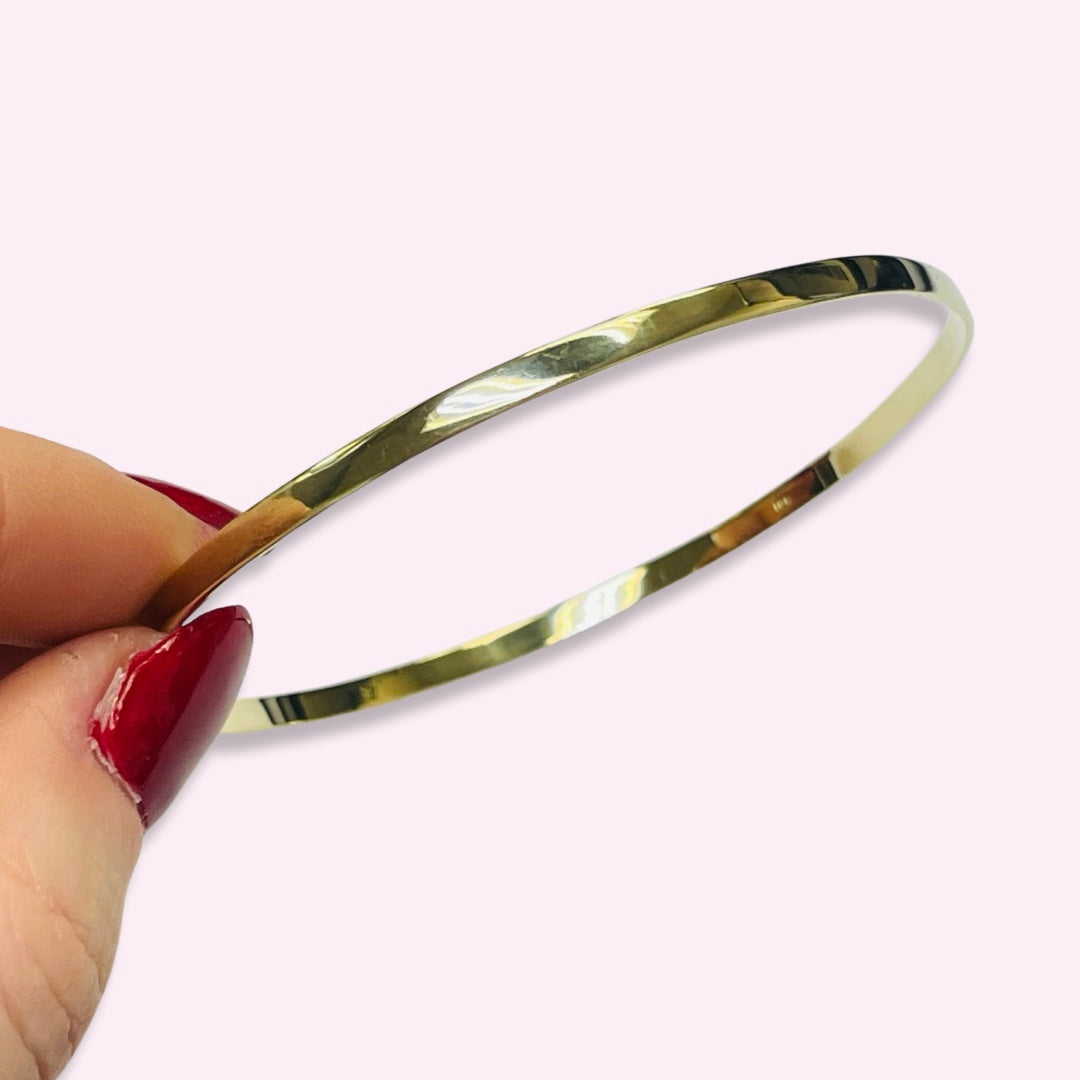 3.5mm 8.75” Fine 10K Yellow Gold Bangle Bracelet