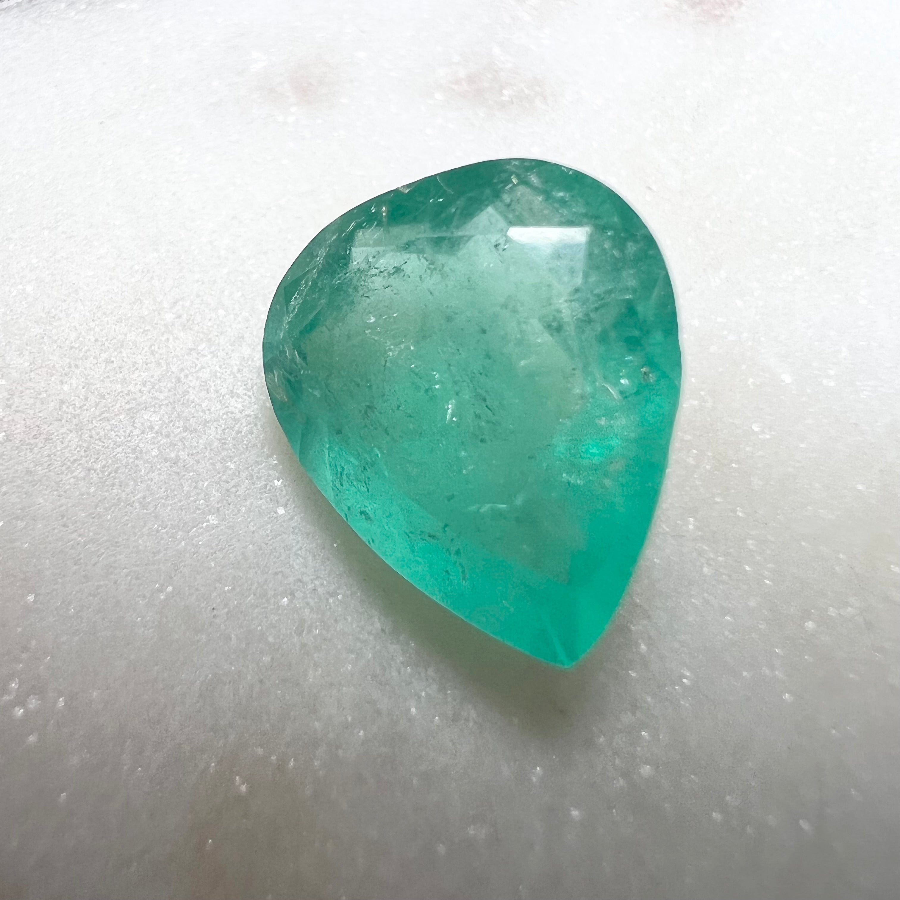 6.14CT Natural Colombian Emerald Loose Pear Cut 14x11