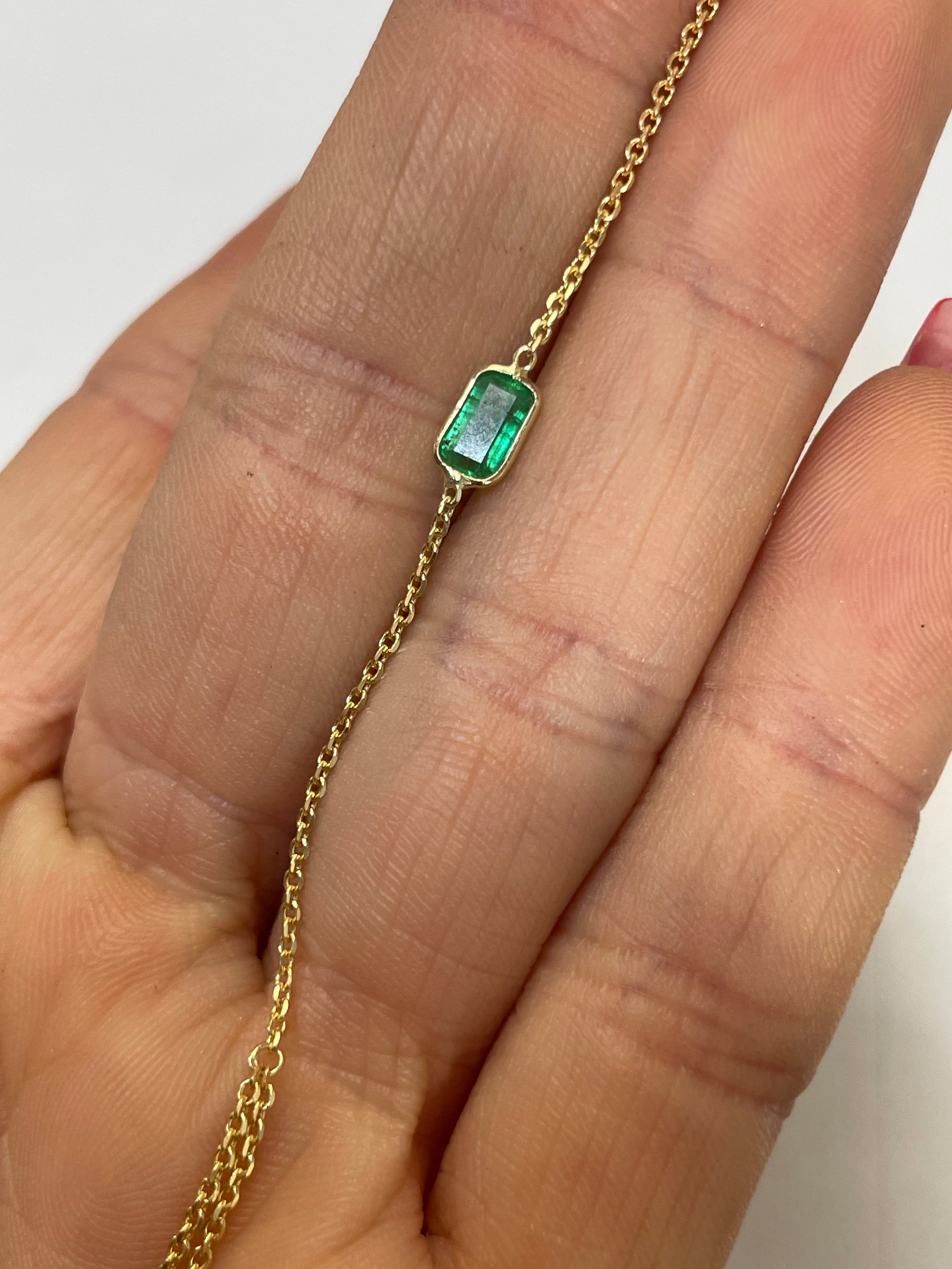 Colombian Emerald Handchain 14k Yellow Gold