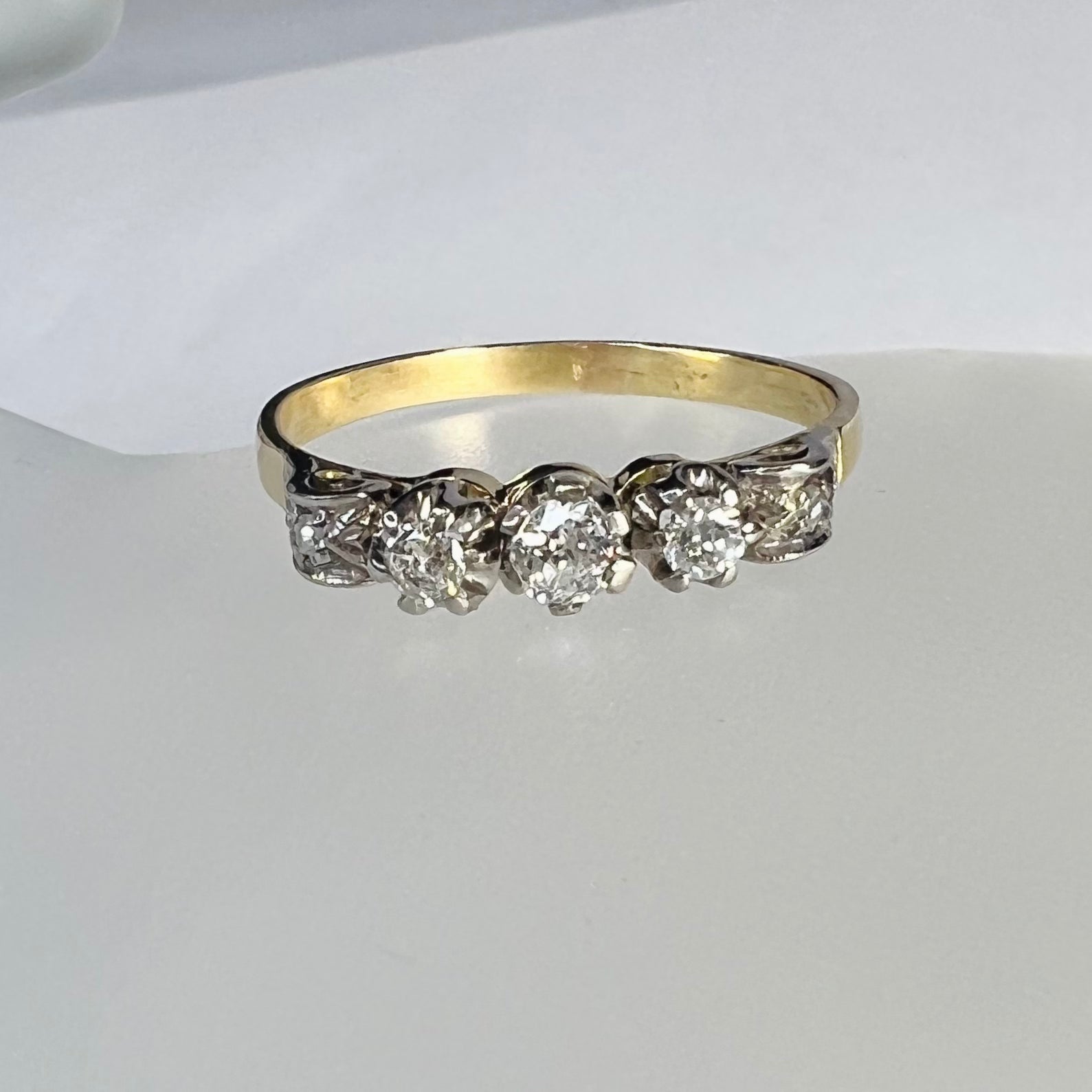 Antique 18K Yellow Gold Diamond .30ctw Engraved Ring Size 9.25