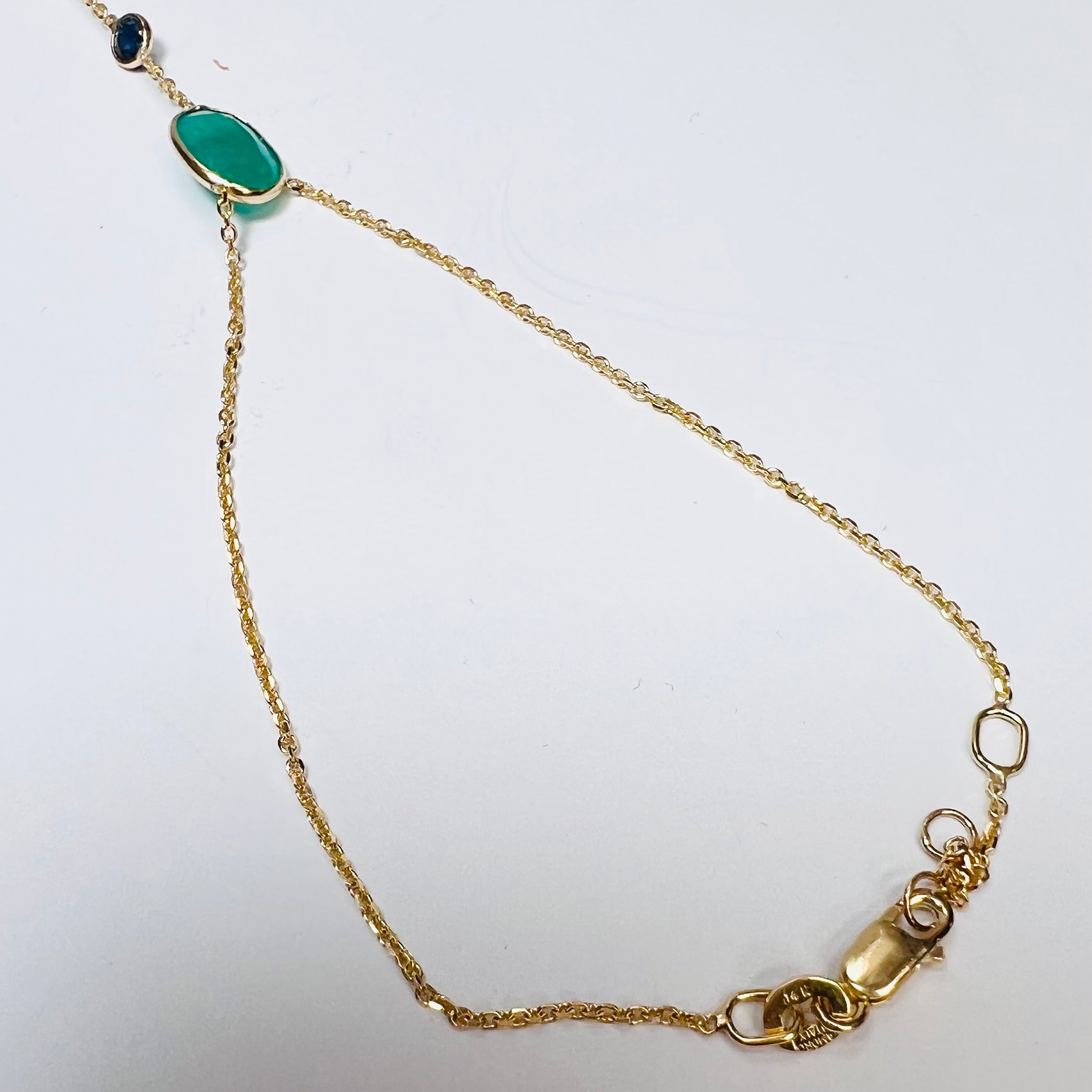 Emerald Ruby Sapphire Handchain Solid 14k Yellow Gold