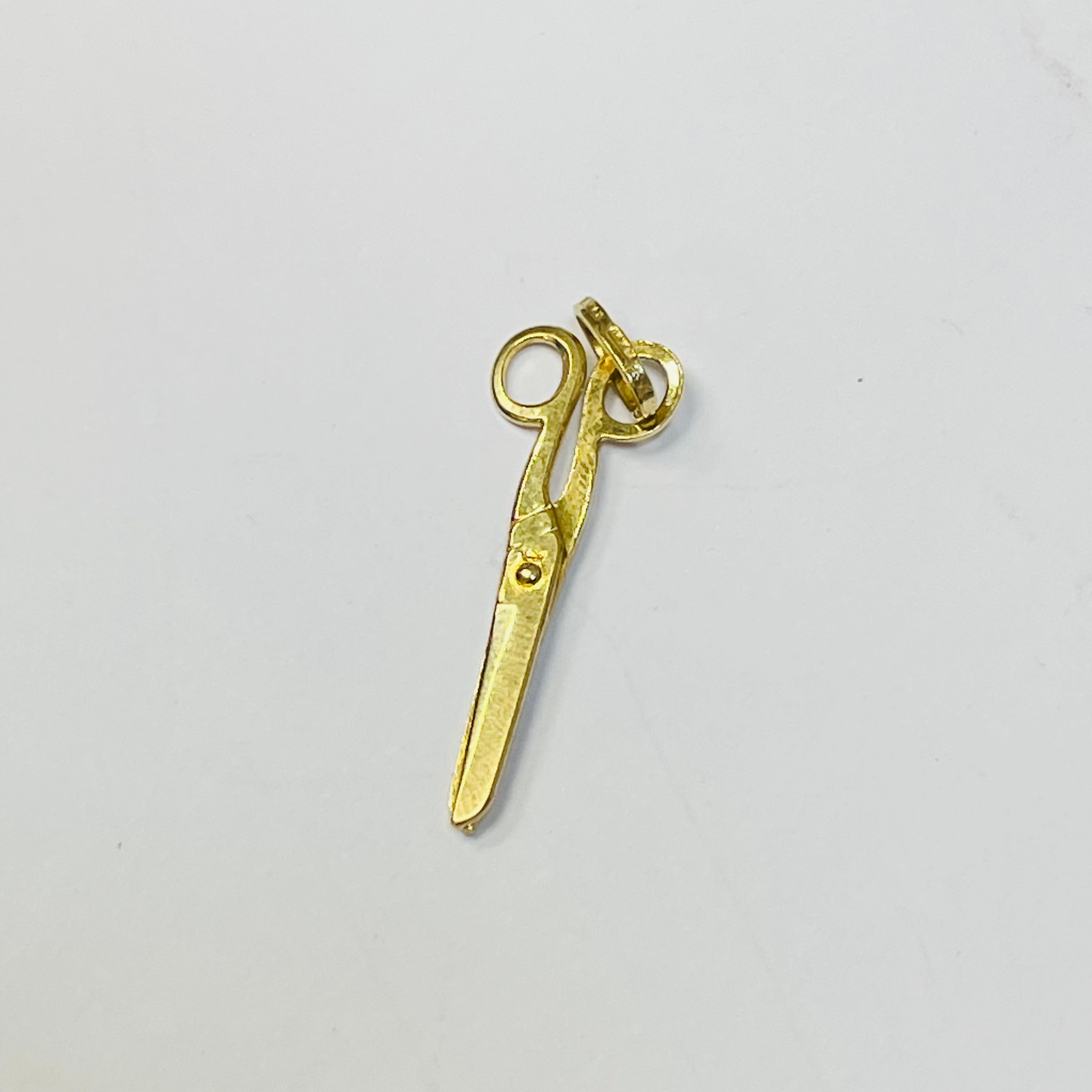 14K Yellow Gold Scissor Charm Pendant