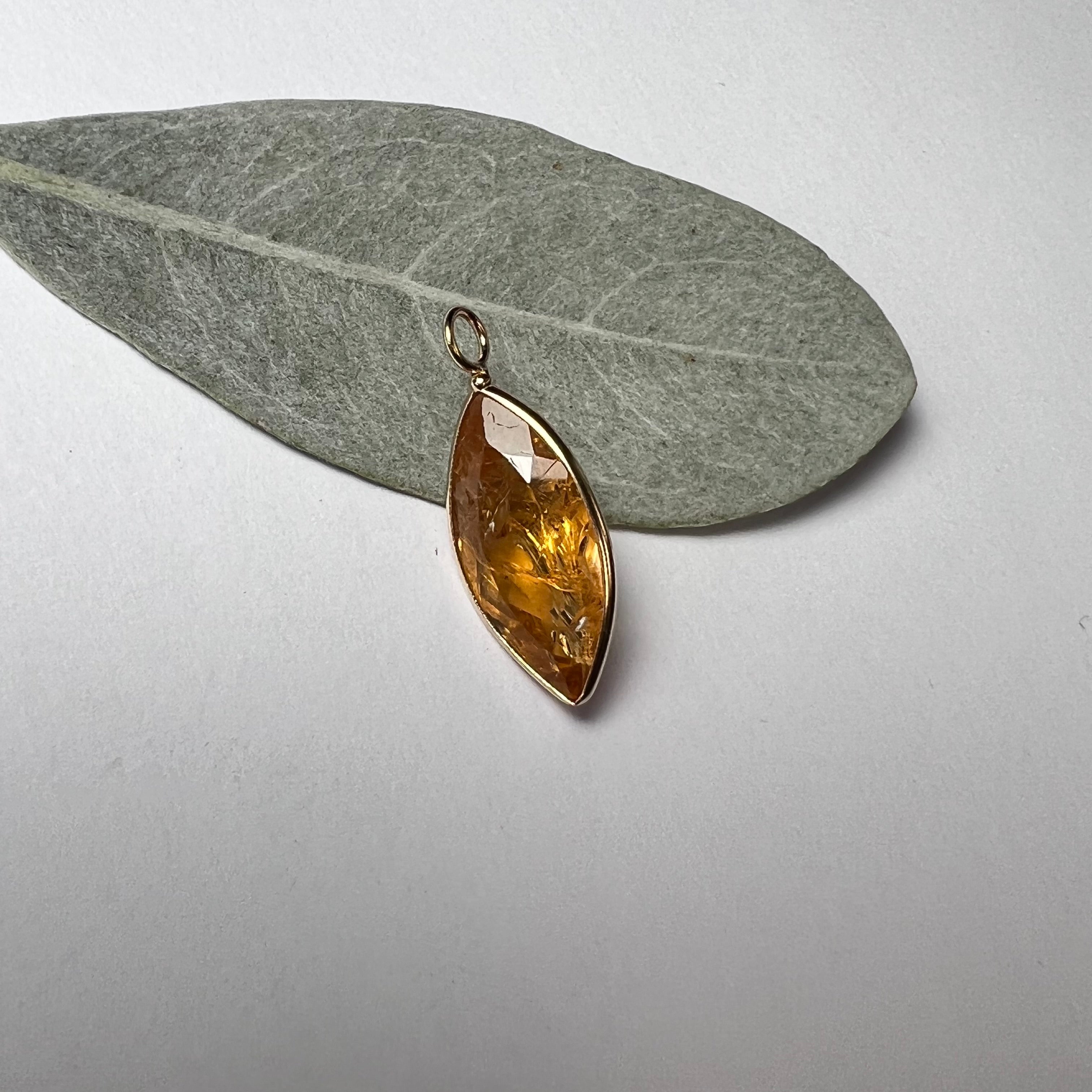 Natural Marquise Imperial Pear Topaz 14K Yellow Gold 20x9mm