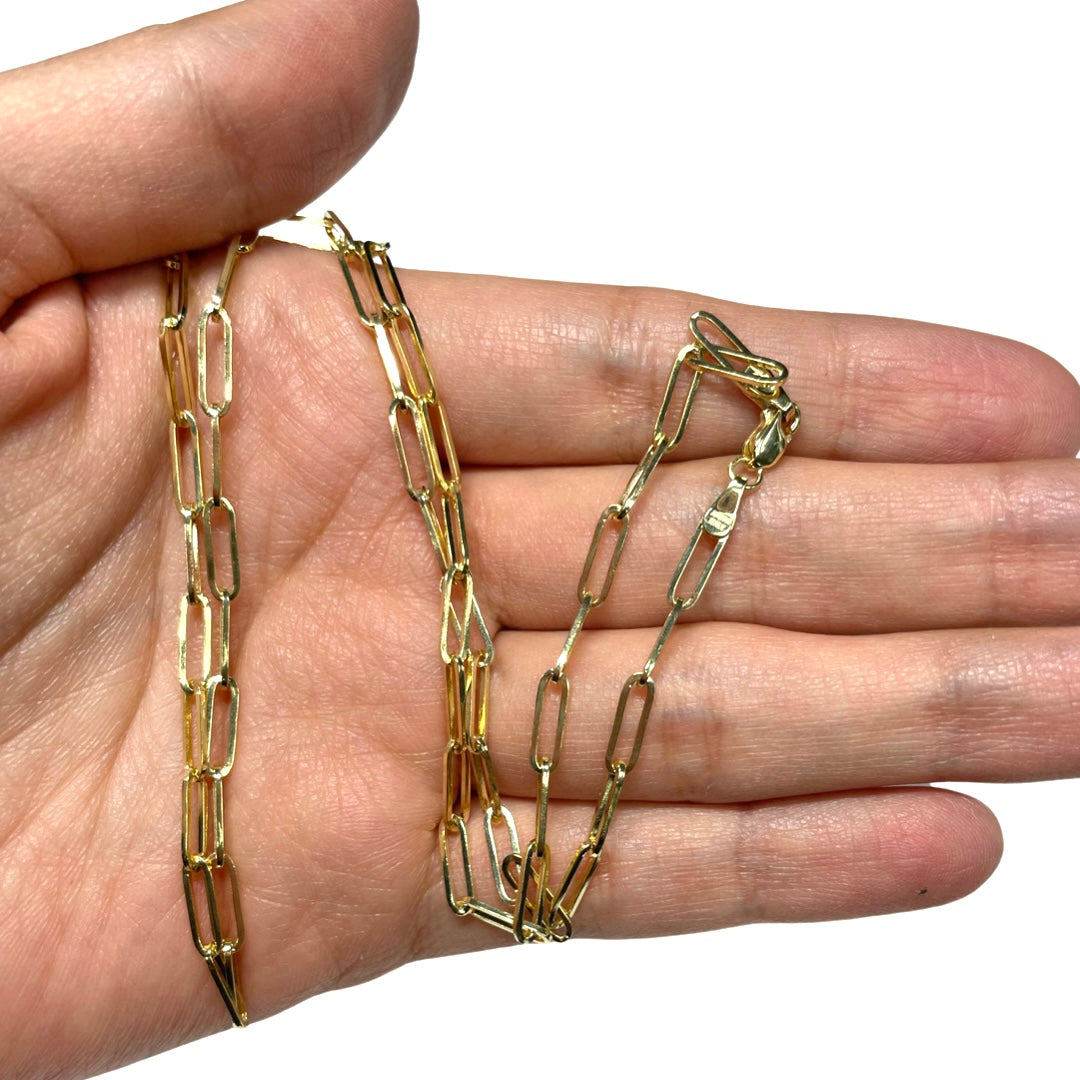 20" 14k Yellow Gold Paper Clip Chain Necklace