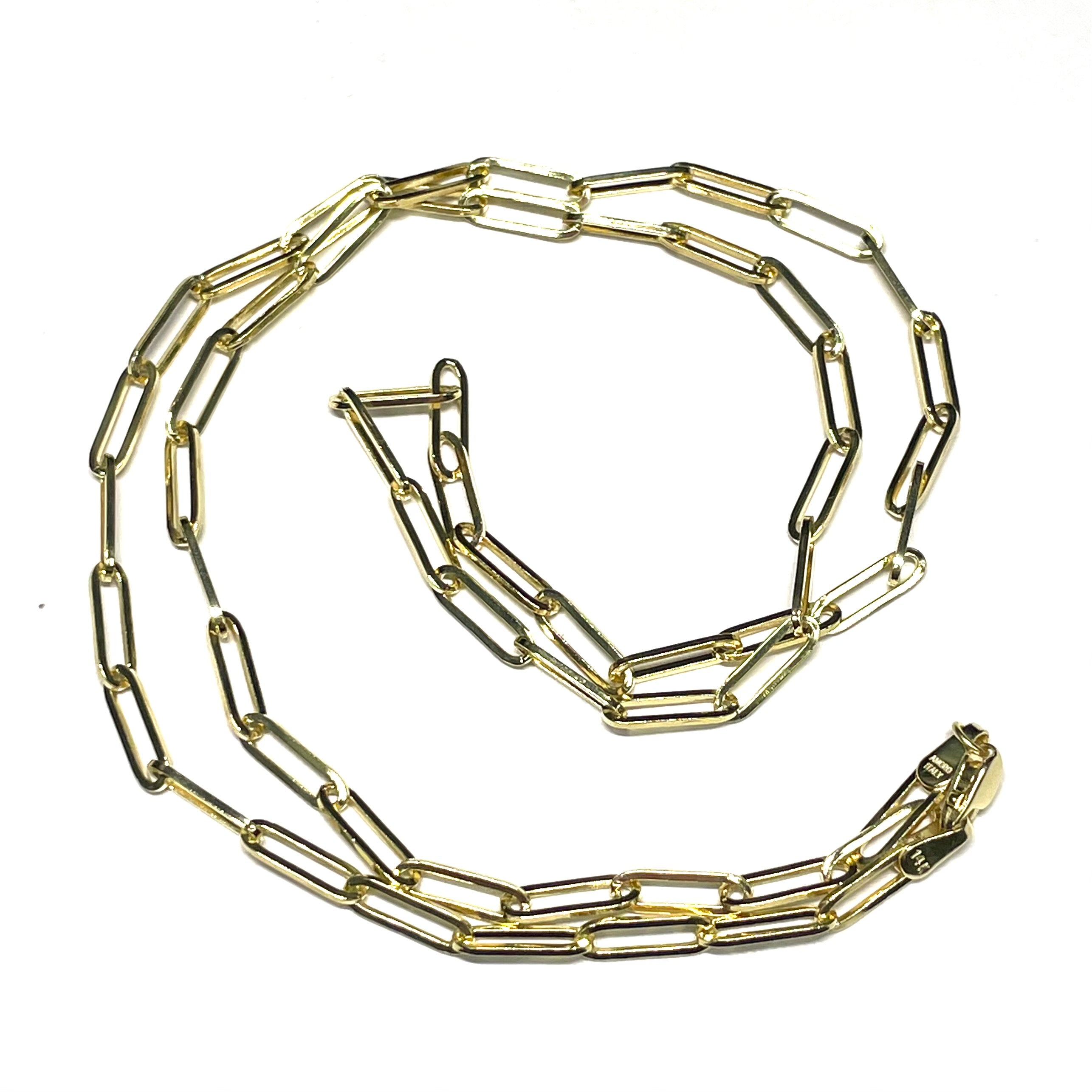 20" 14k Yellow Gold Paper Clip Chain Necklace