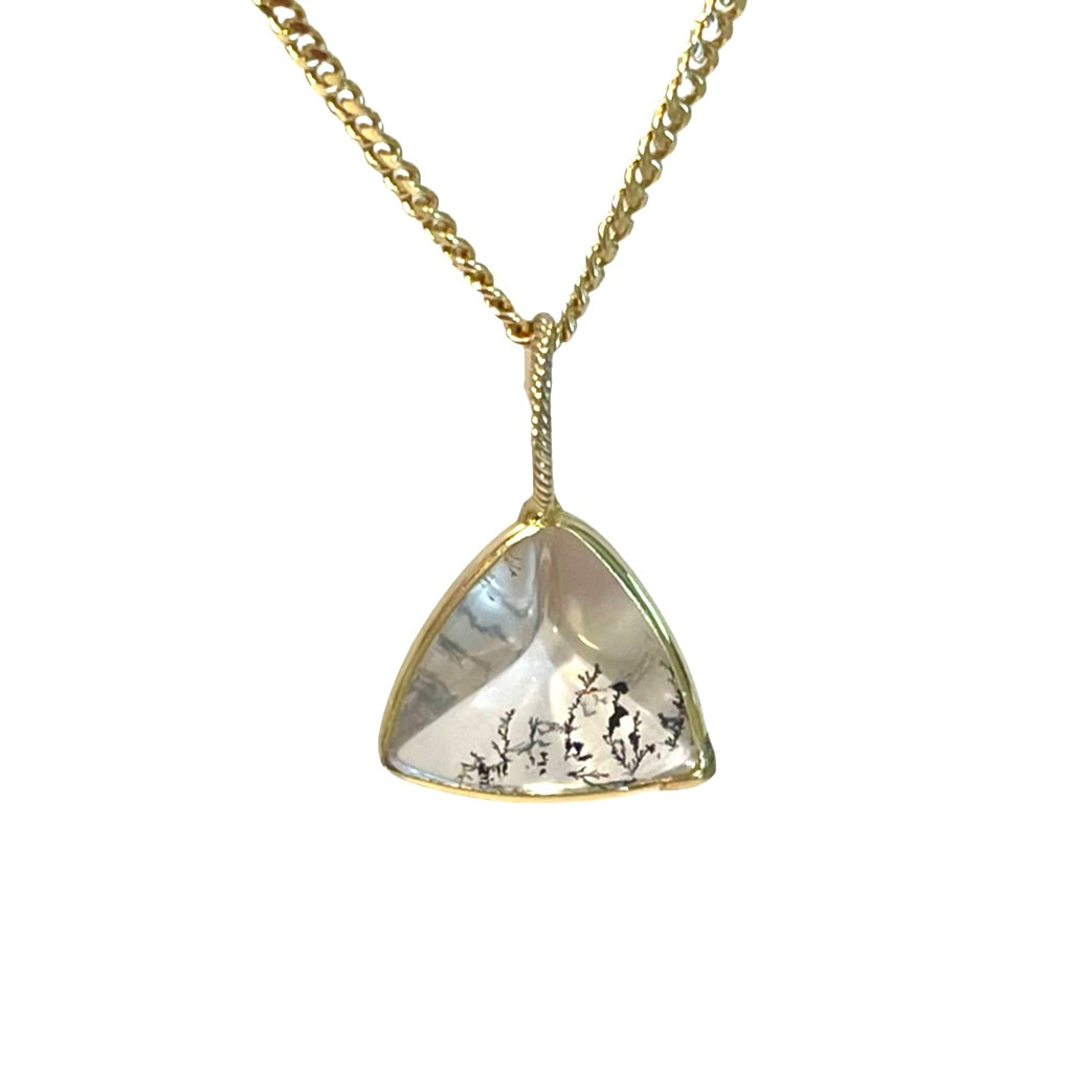 Natural Designed Agate 14K Yellow Gold Pendant