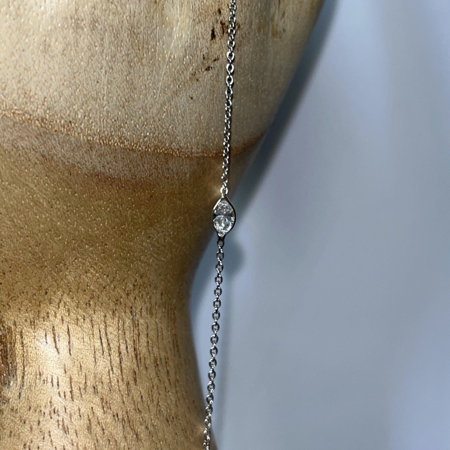 Marquise Diamond Hand Chain in Solid 14K White Gold