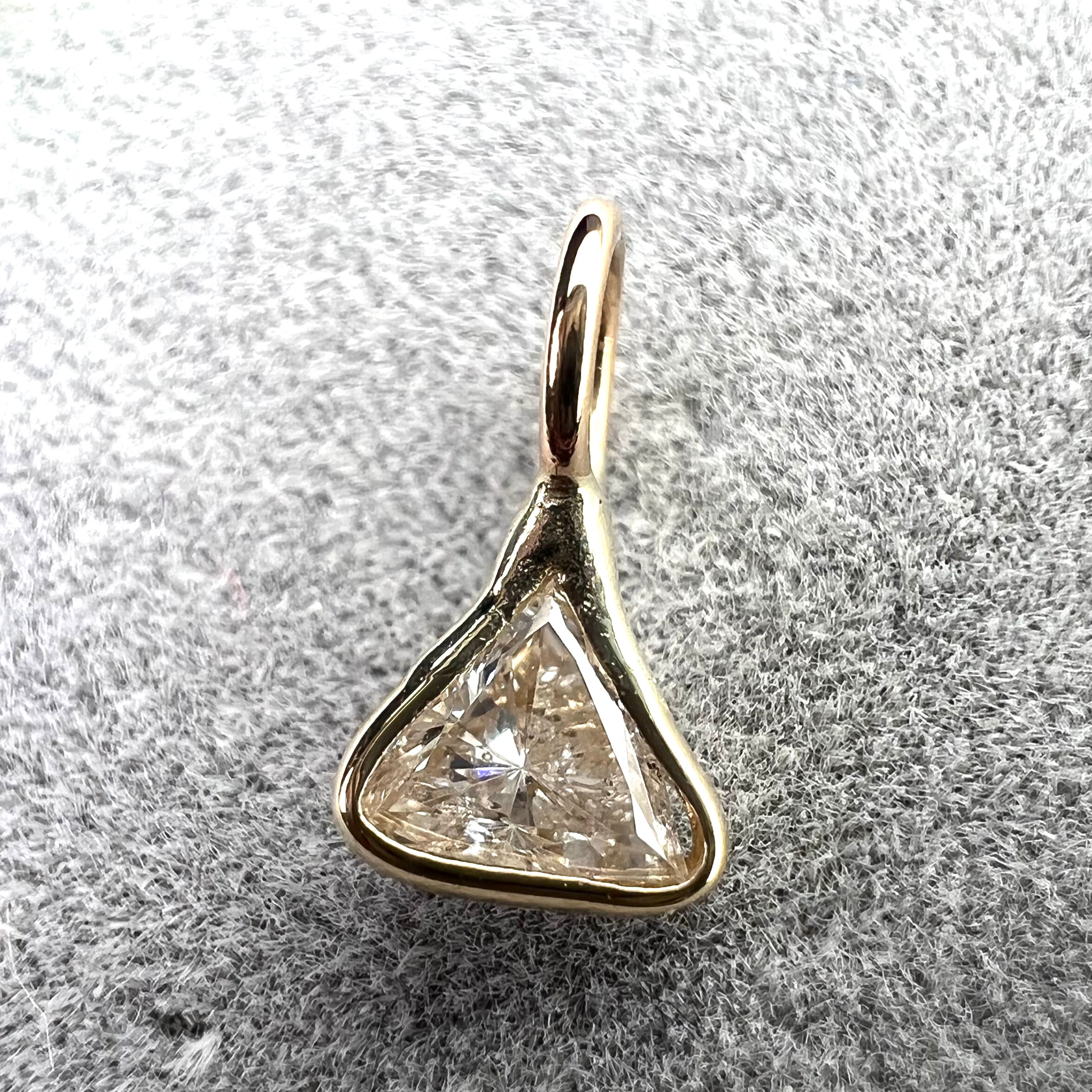 .16ct Trillion Cut Dimond Charm 14K Yellow Gold