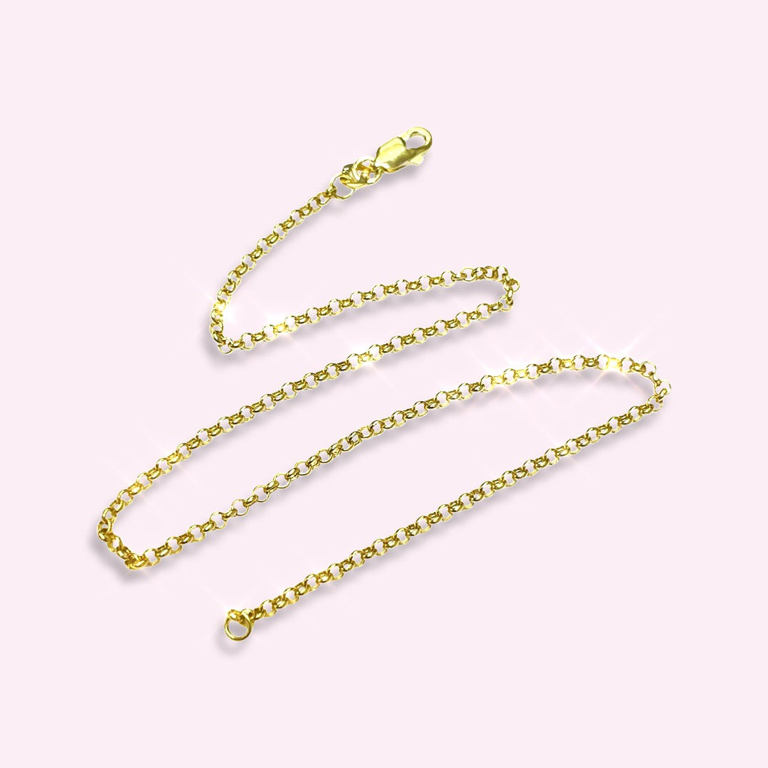 10” 2mm 14K Yellow Gold Rolo Chain Anklet