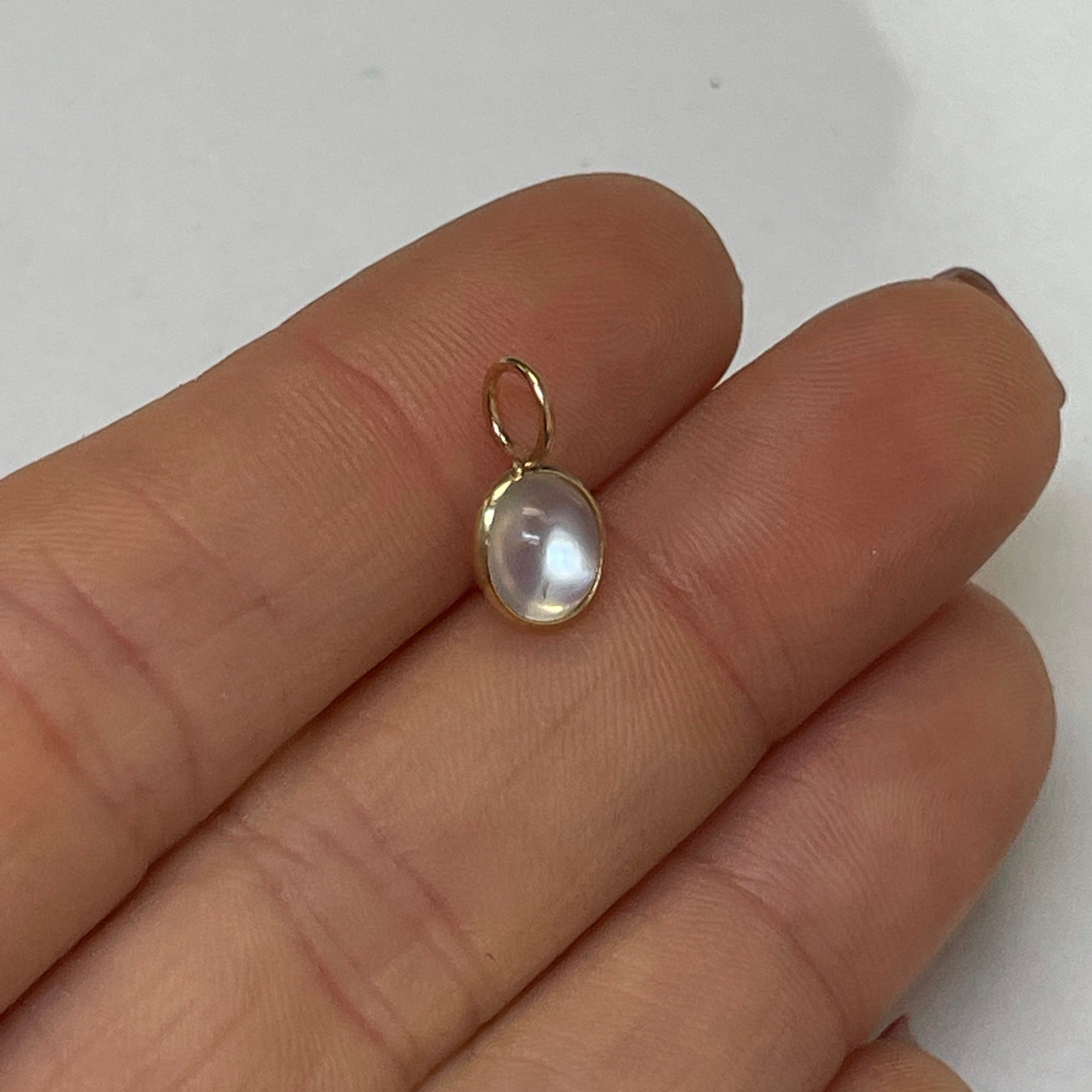 1.5CT Moonstone Charm 14K Yellow Gold 13x7mm