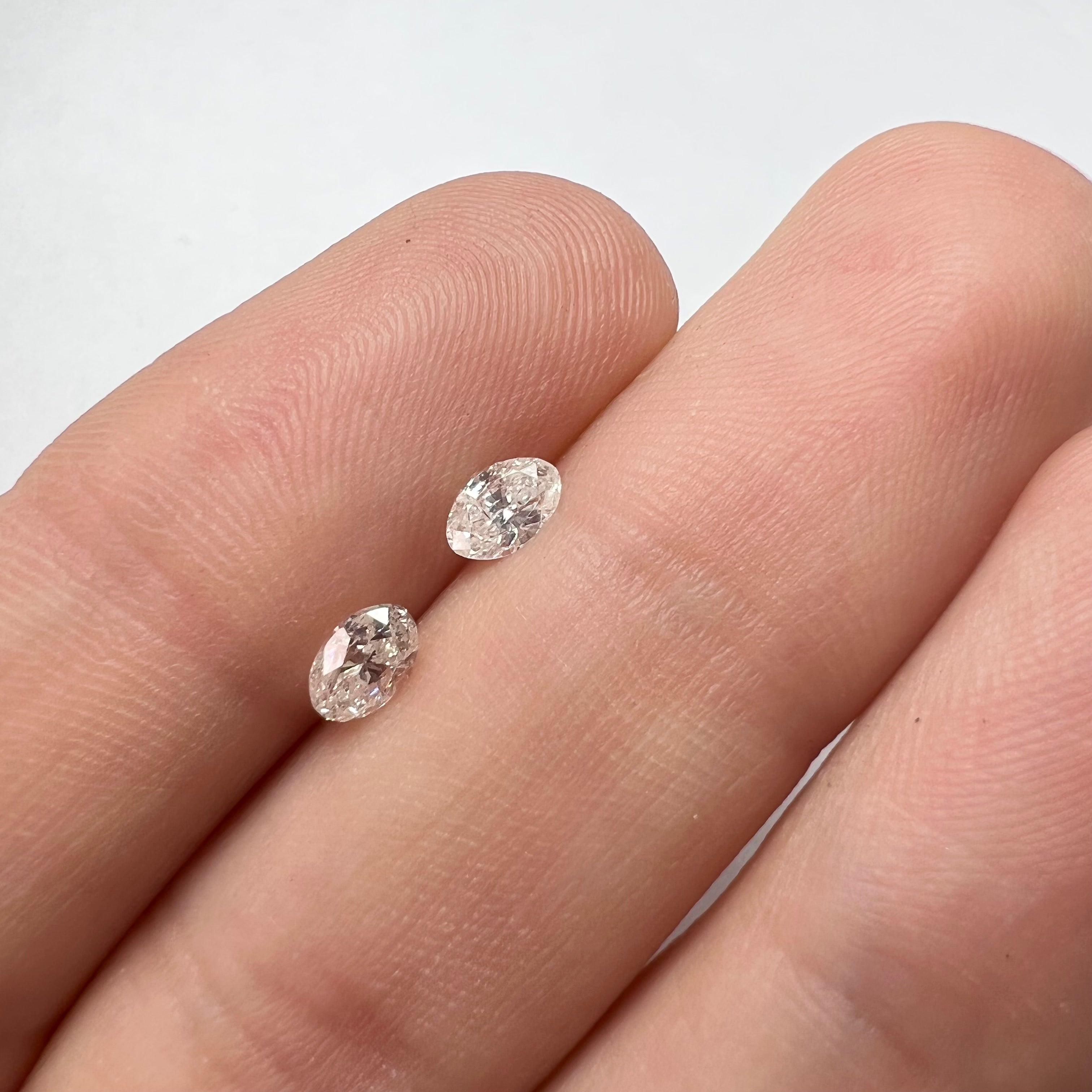 .59CTW Pair of Natural Oval Cut Diamonds SI2 K-M Natural and Earth mined