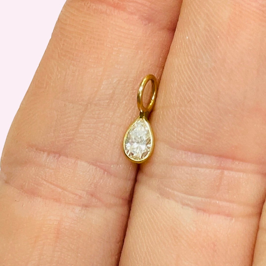 14K Yellow Gold Diamond Pendant Charm