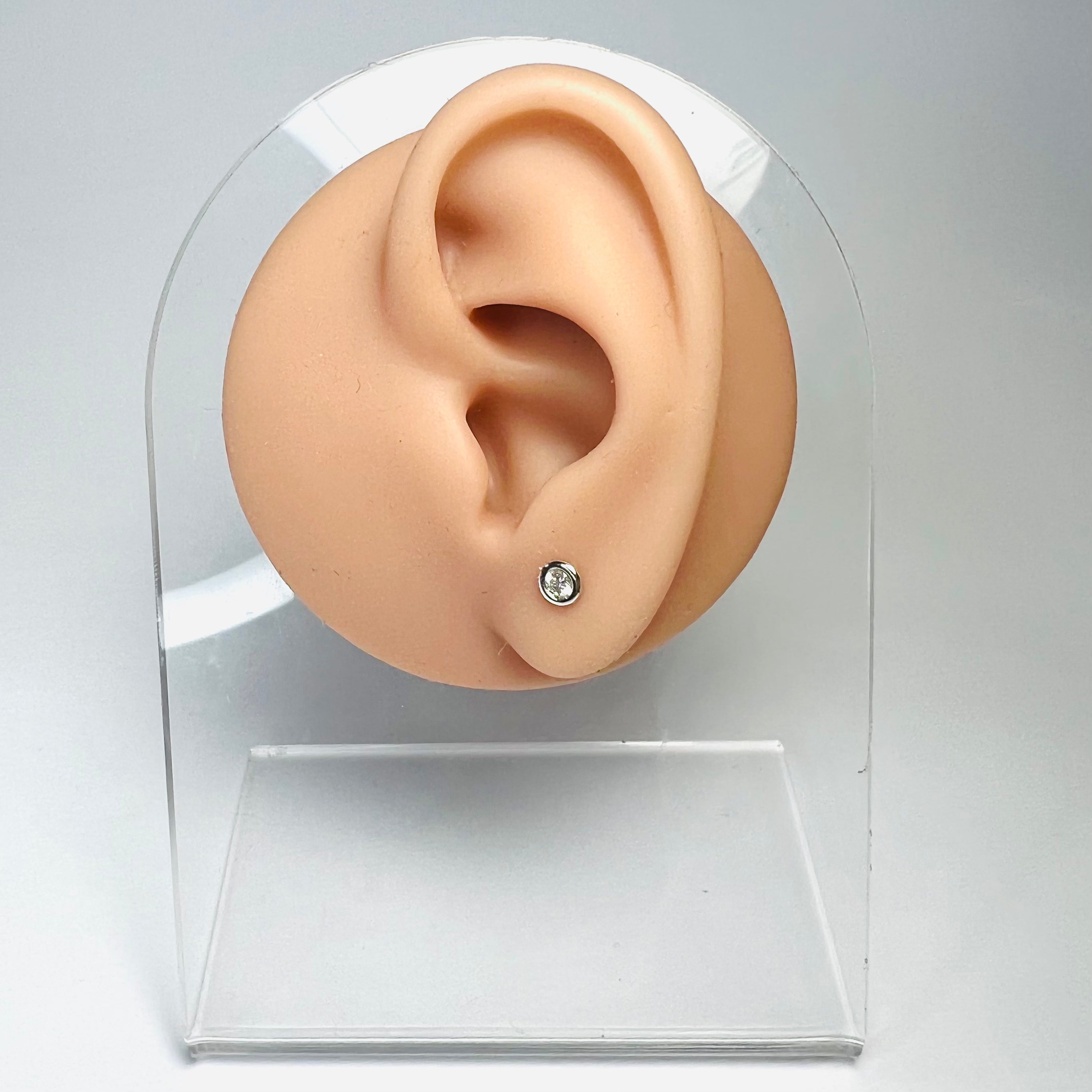 .22CT Natural Diamond 14K White Gold Bezel Stud Earrings 5mm