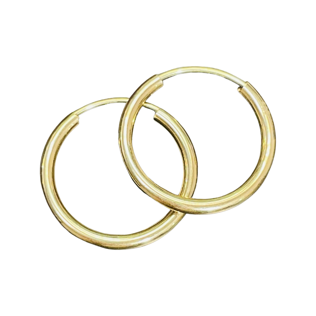 .80” 2mm 14K Yellow Gold Endless Hoops