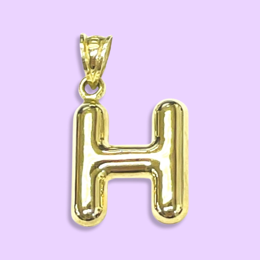 Puffy Balloon Letter 10K Yellow Gold Pendants