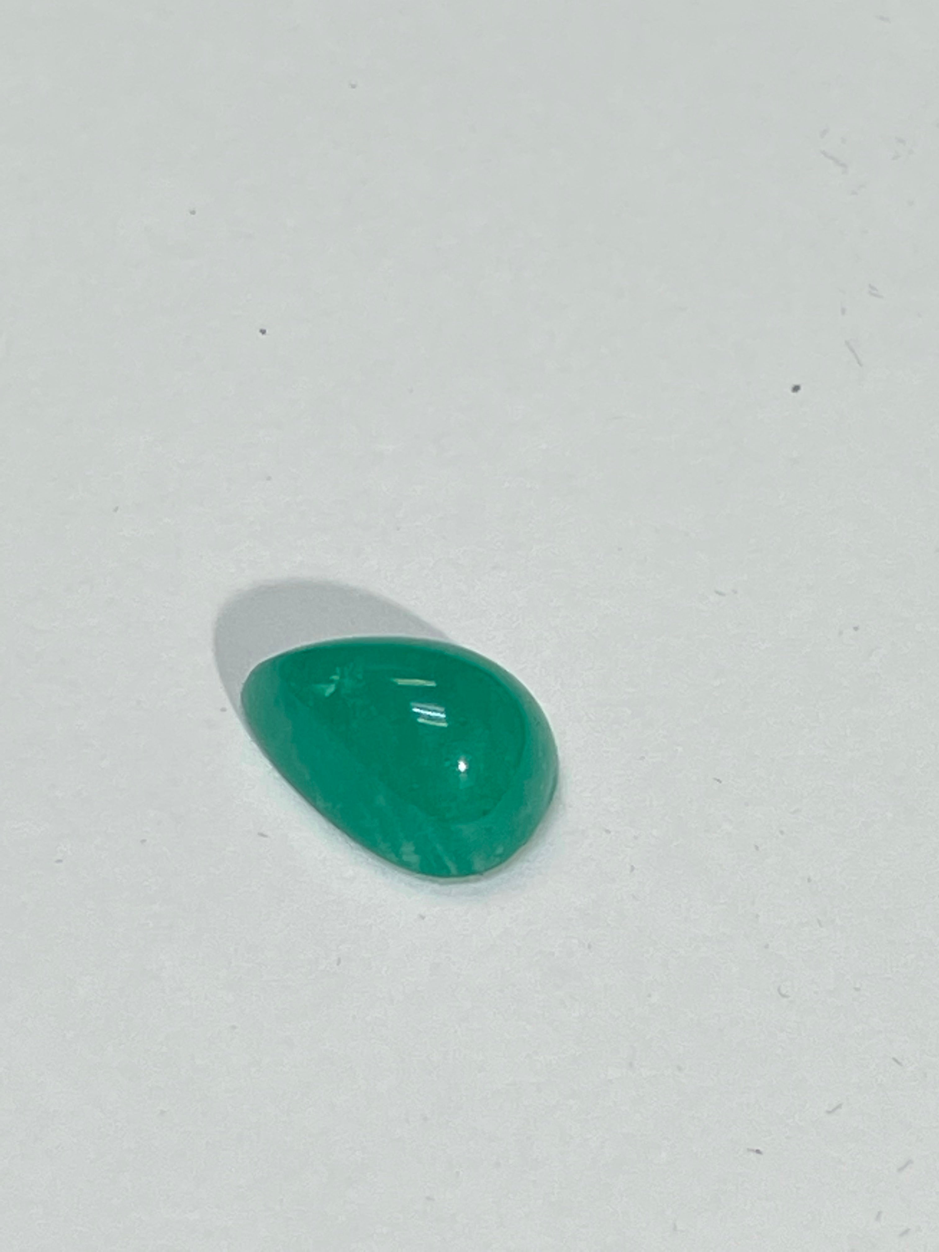3.72CT Natural Emerald Loose Pear Cabochon 12x9mm