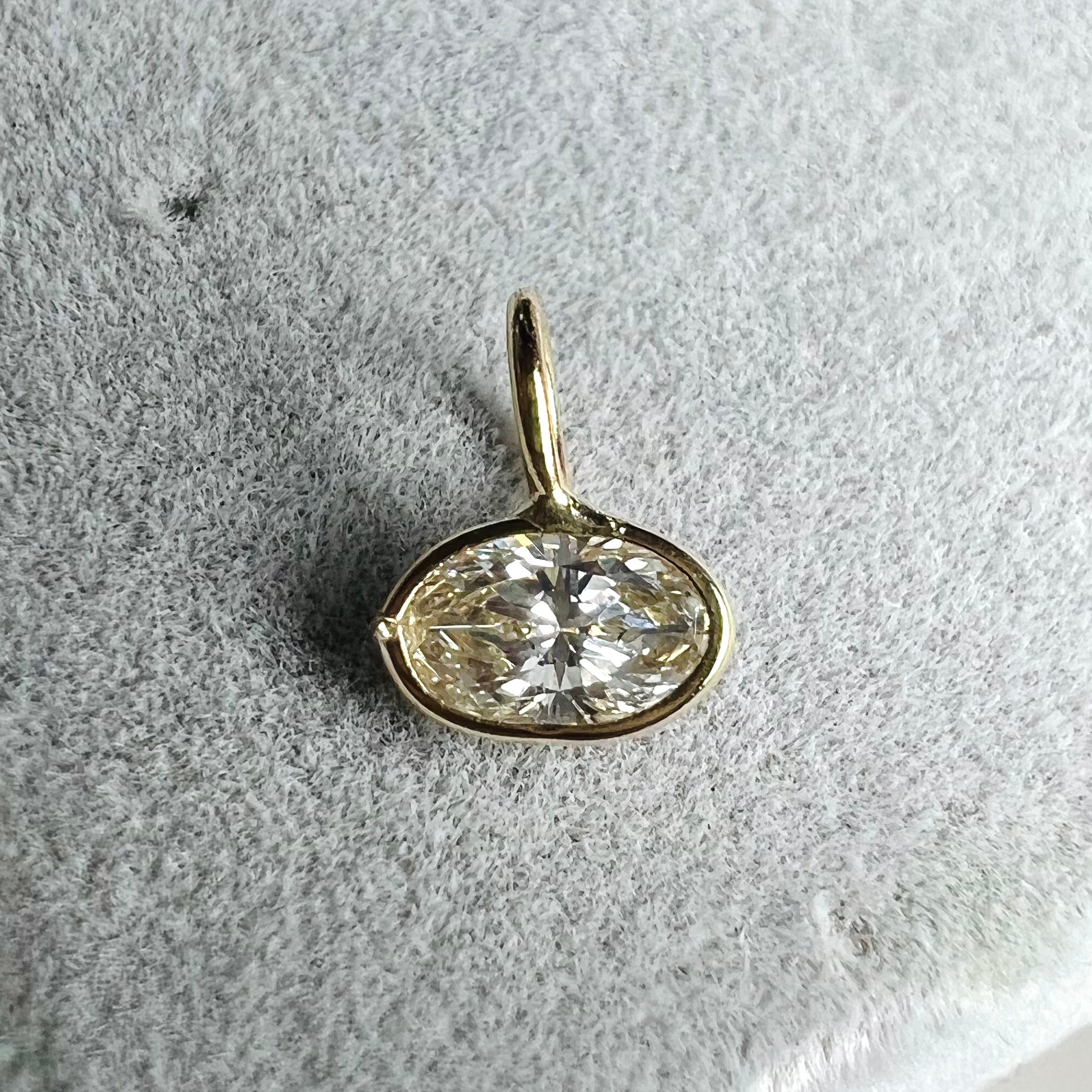 .40ct Oval Diamond Pendant Charm 14K Gold 7.5x6mm