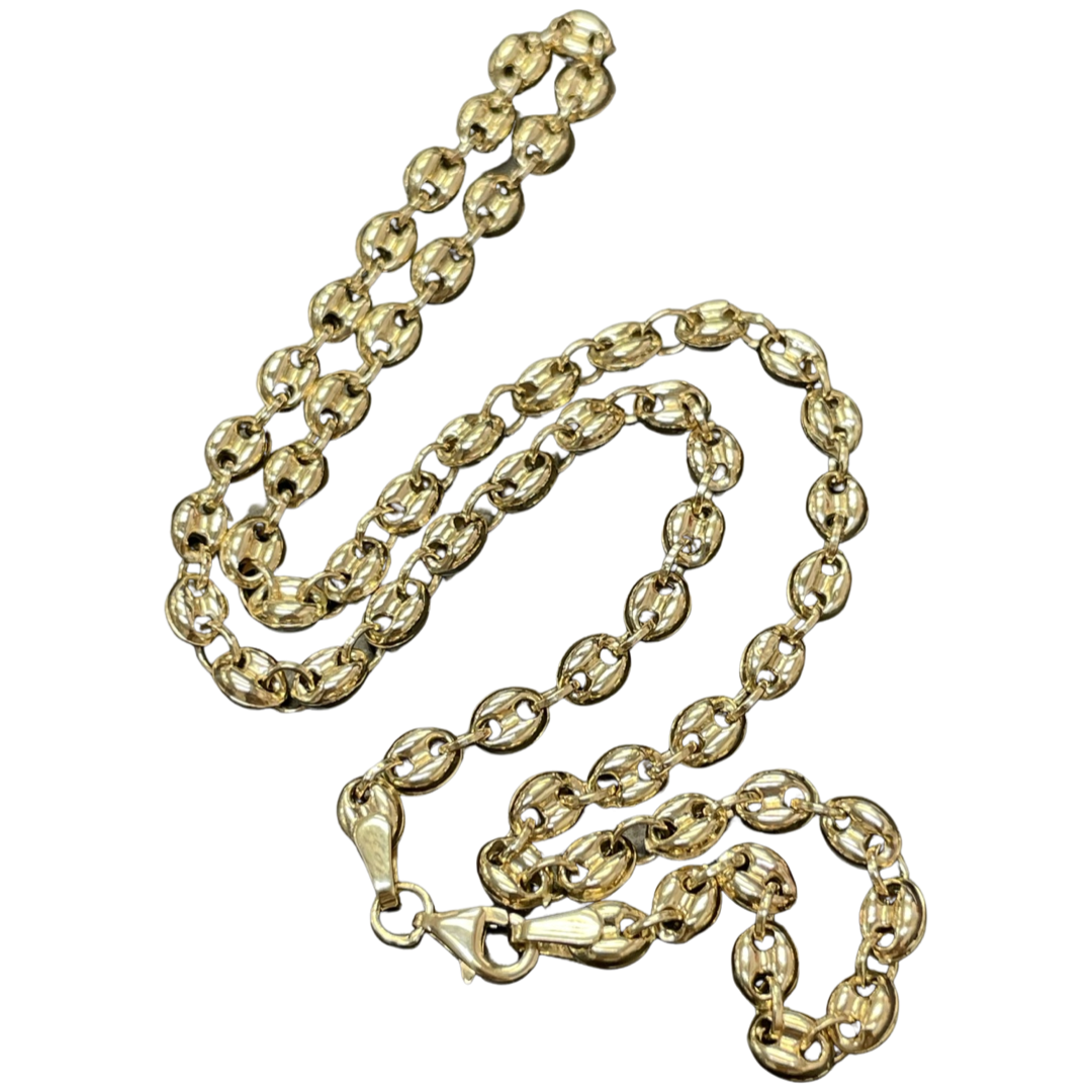 16” 4mm Puff Link 14K Yellow Gold Necklace Chain