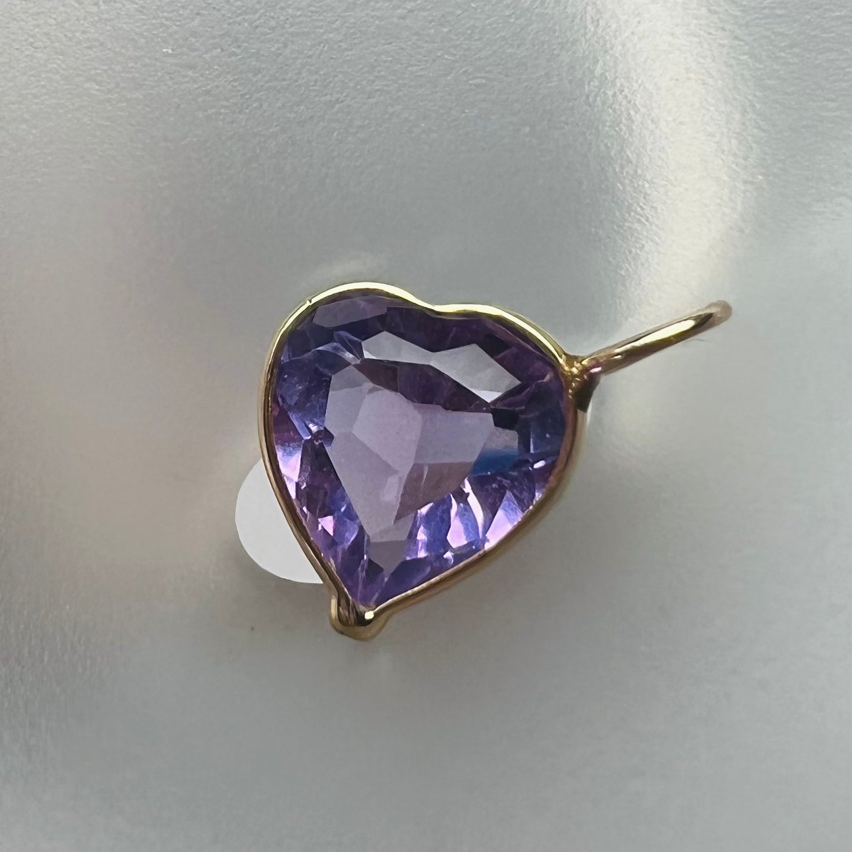 2.4CT Natural Amethyst Heart 14K Yellow Gold Pendant Charm 15x9.5mm