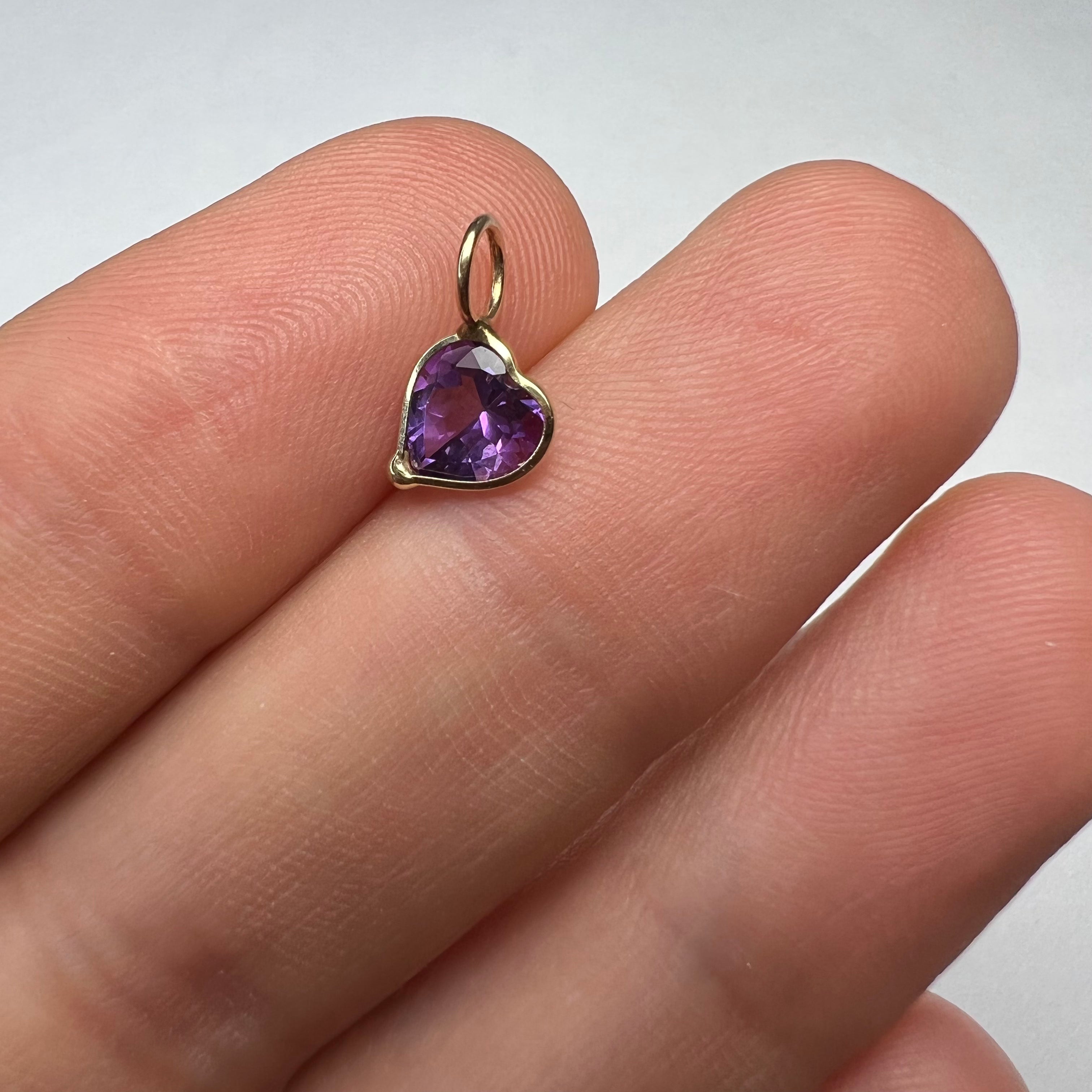 .90CT Natural Amethyst 14K Yellow Gold Pendant Charm 10x6mm