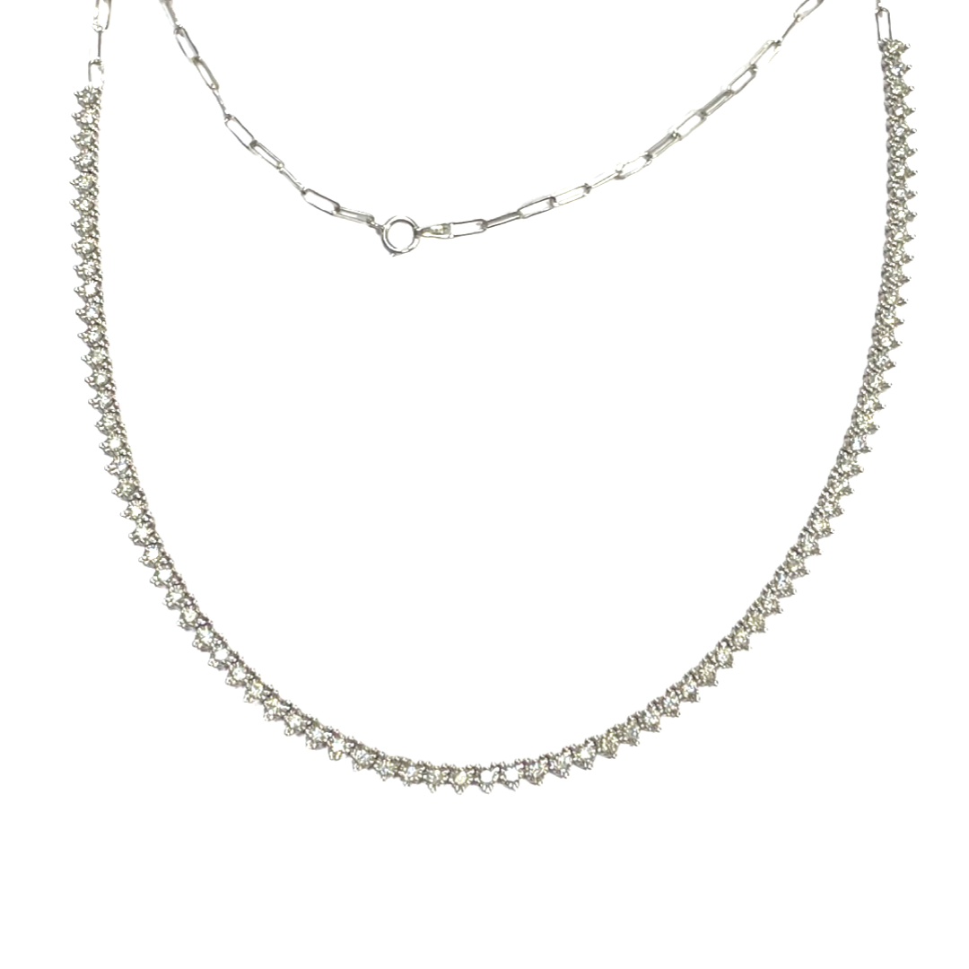 2.55CT Diamond 14K White Gold Adjustable Riviera Necklace Collar Choker