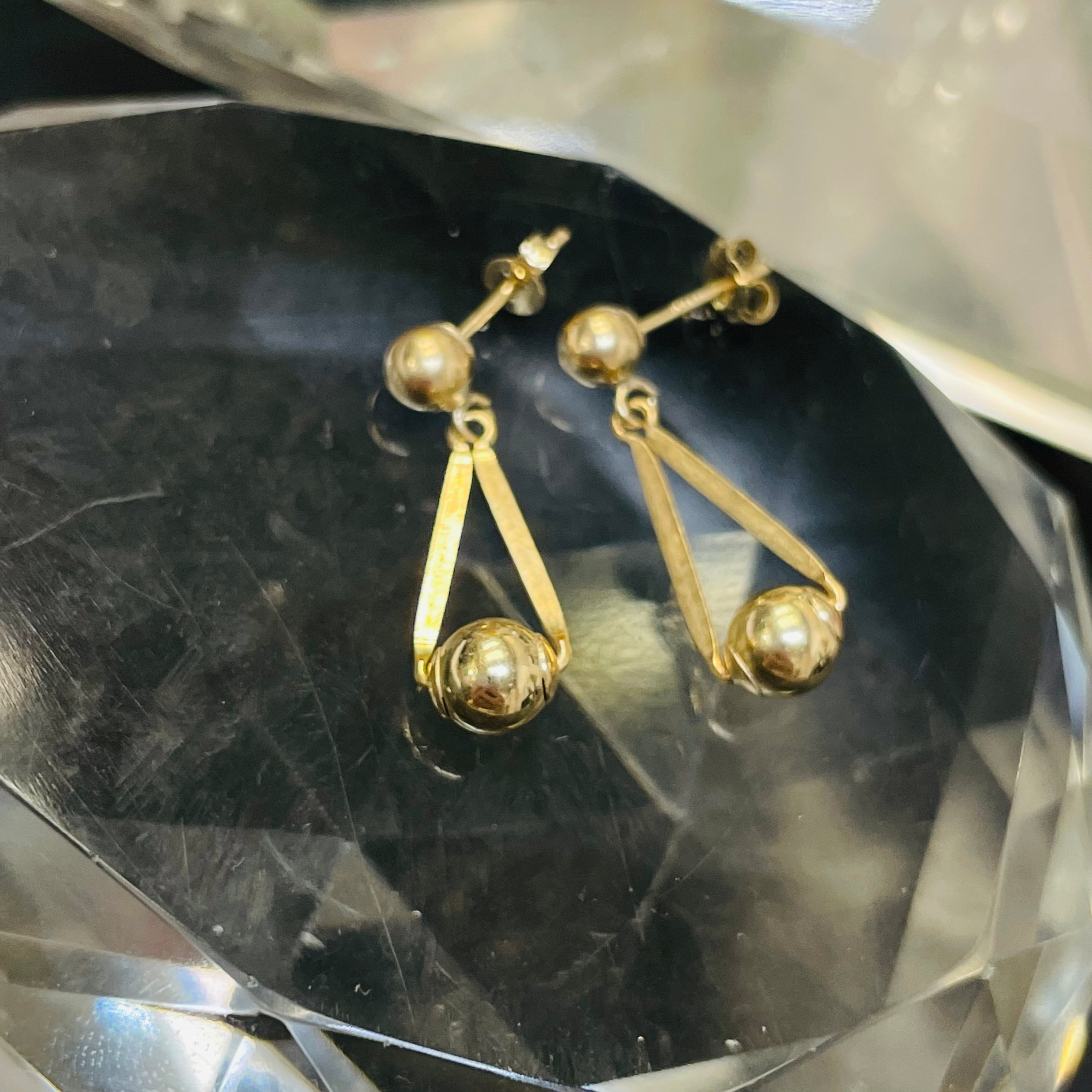 14K Yellow Gold .75" Ball Drop Earrings