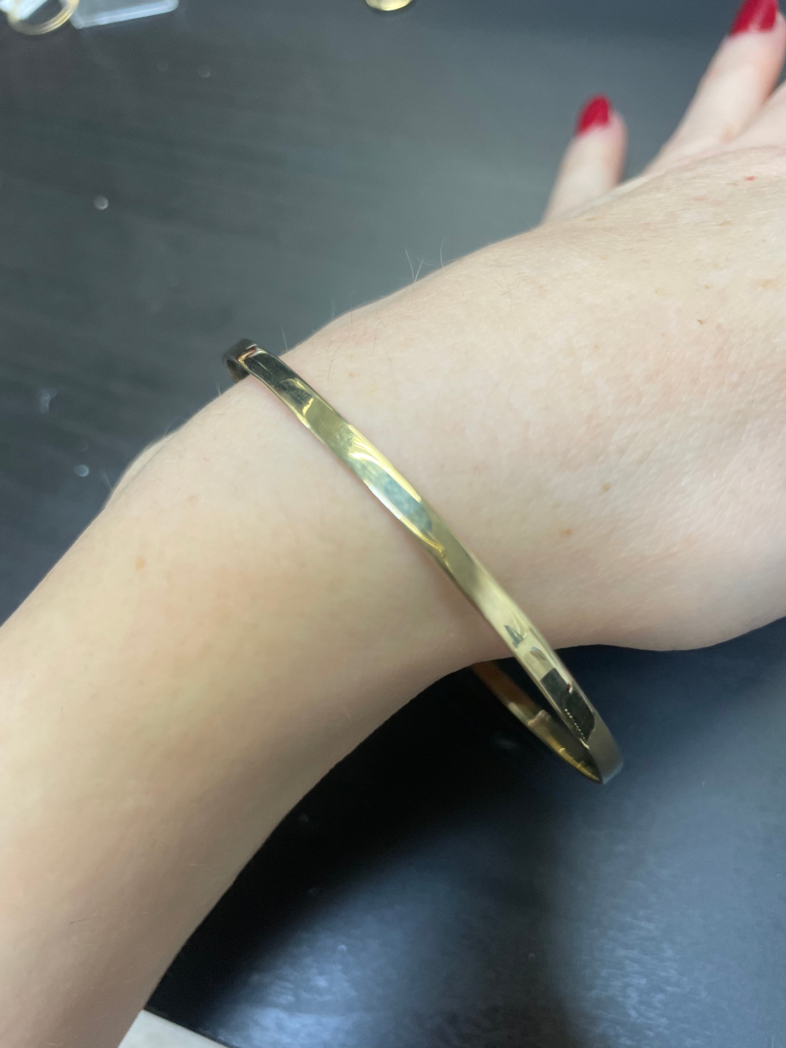 3.5mm 8.75” Fine 10K Yellow Gold Bangle Bracelet