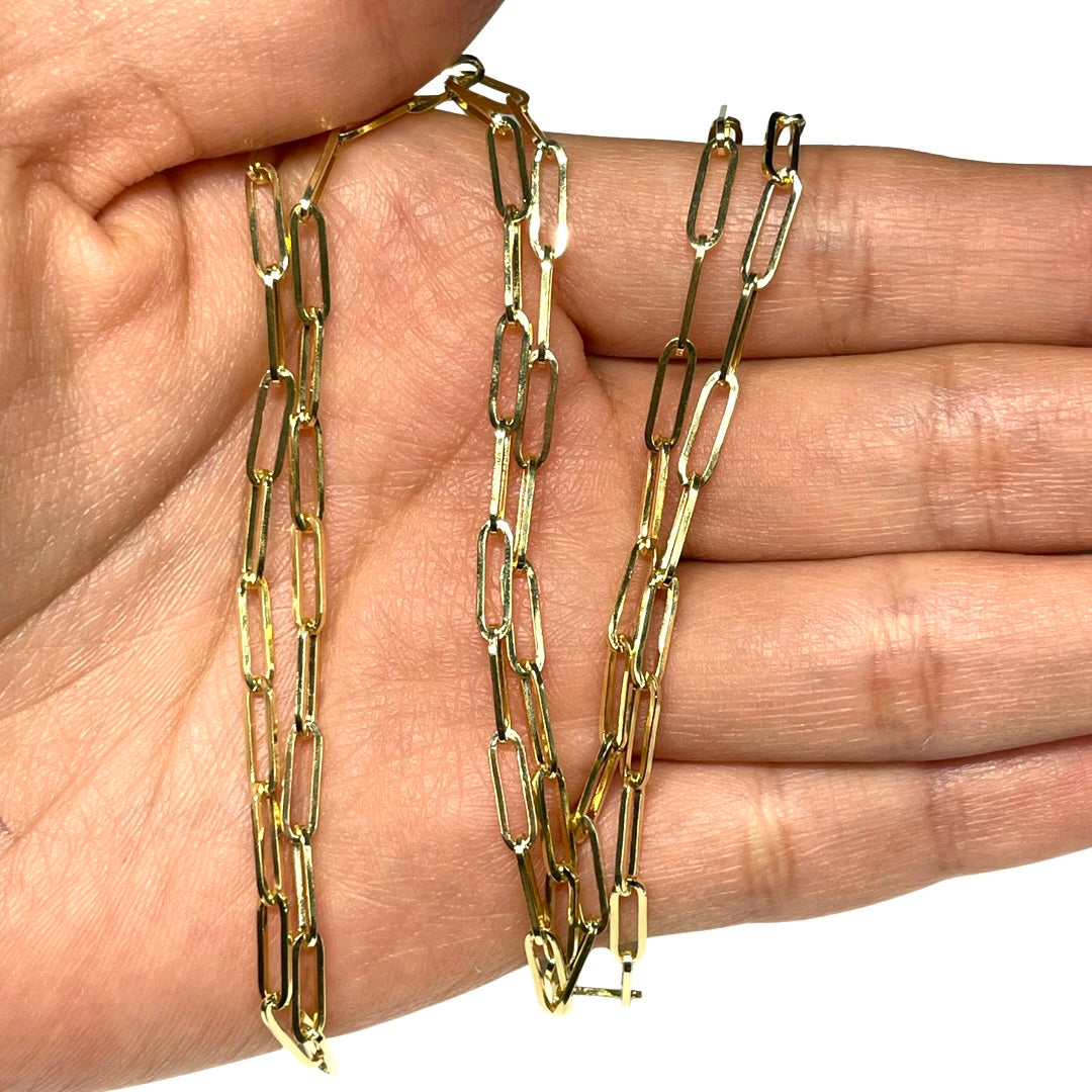 24" 14k Yellow Gold Paper Clip Chain Necklace