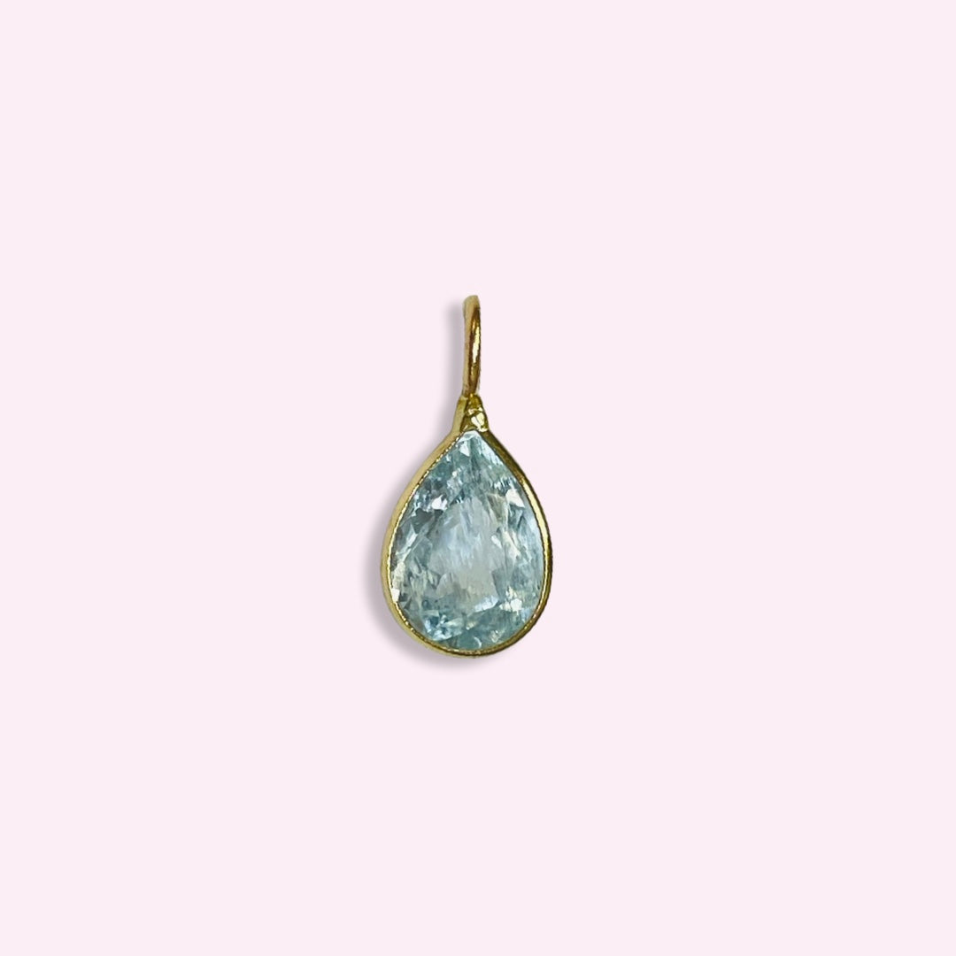 Aquamarine 14K Yellow Gold Pendant Gem Charm