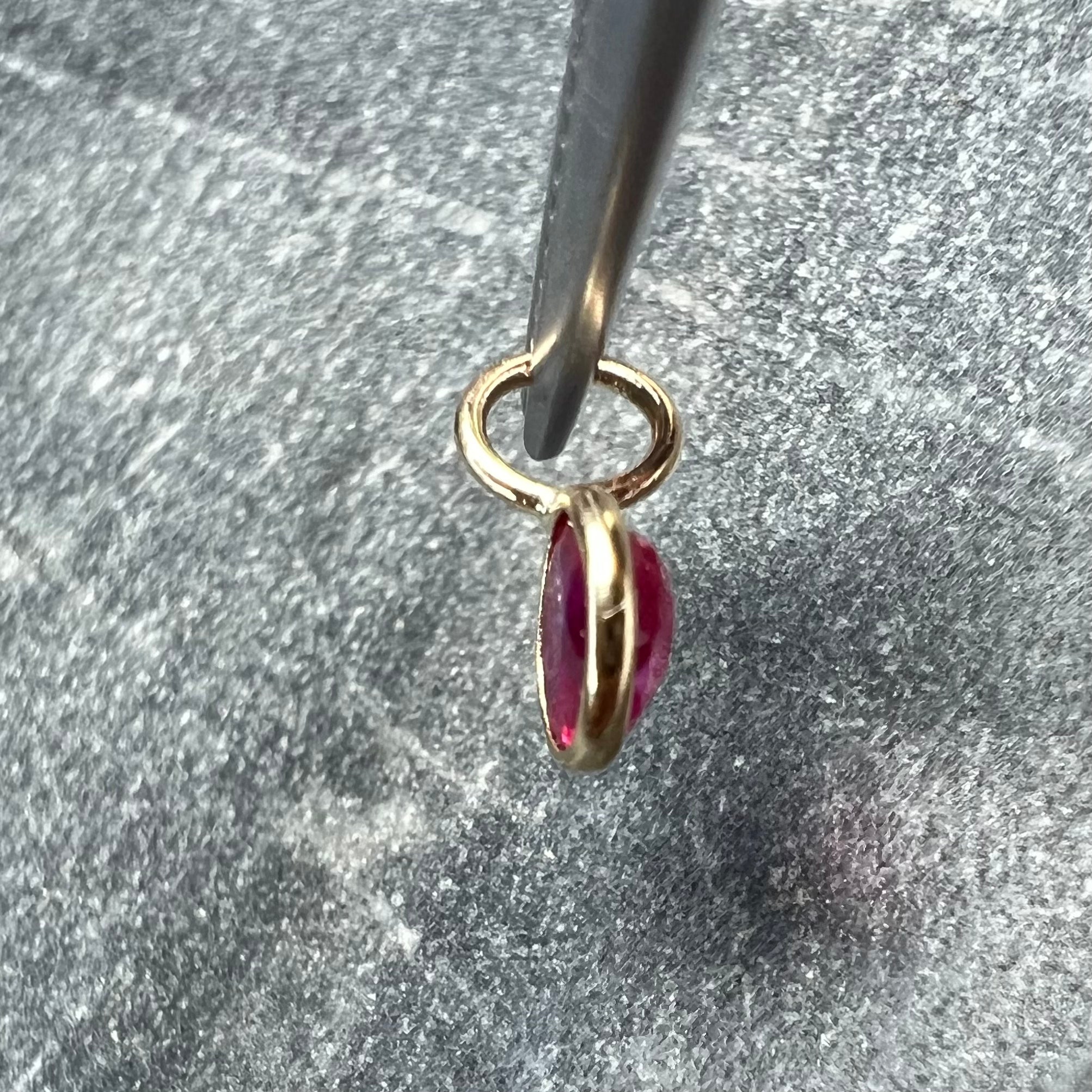 .51CT Natural Round Ruby 14K Yellow Gold Pendant Charm 9.5x5mm