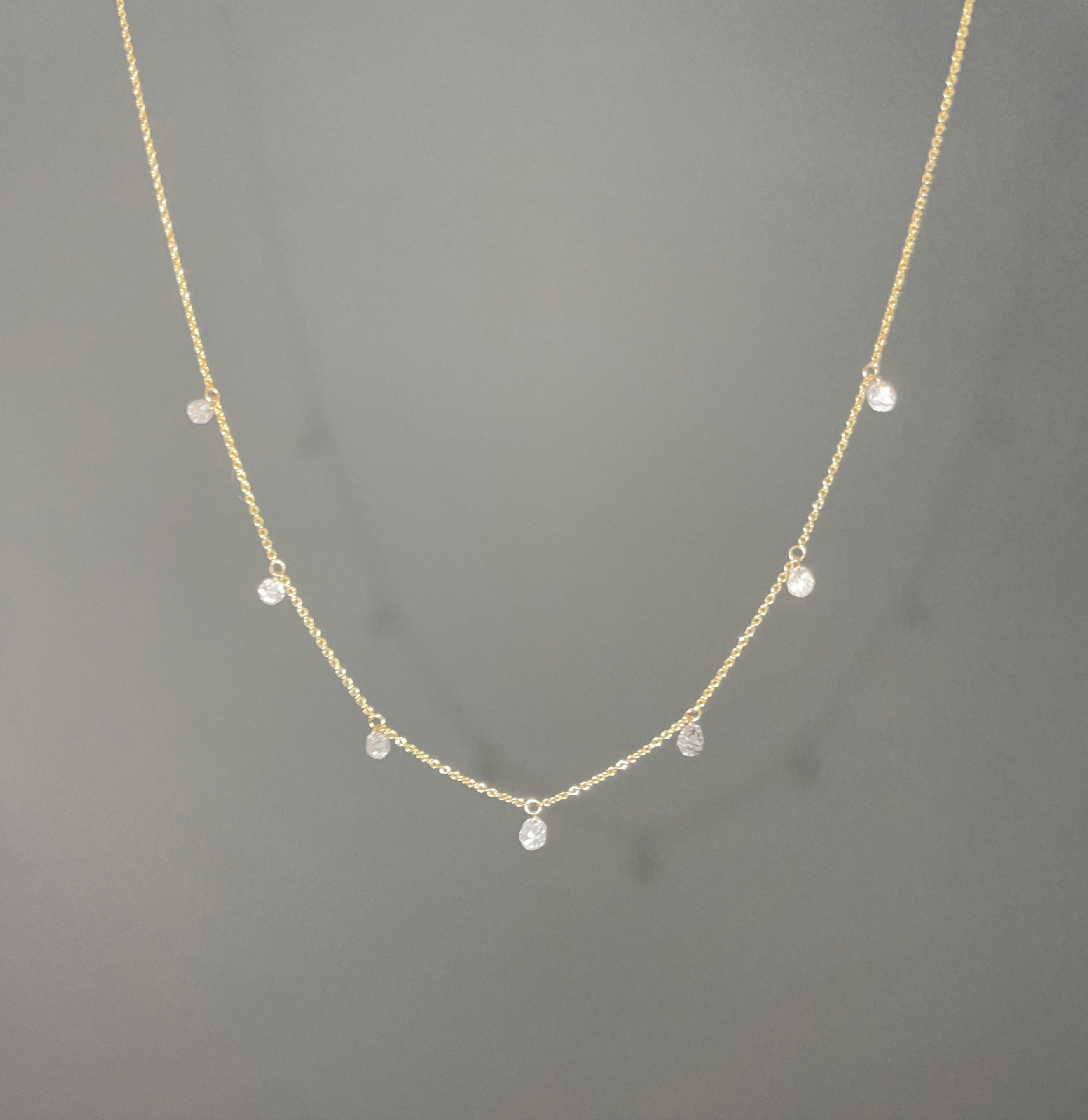 1.28CTW Seven Briolette Diamond 16” 18K Yellow Gold Necklace