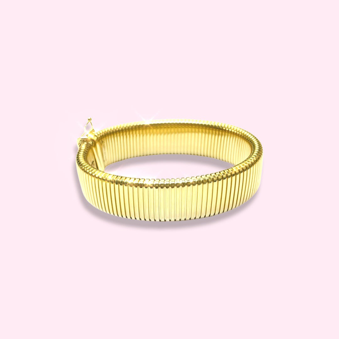 14K Yellow Gold 15mm 7” Tubogas Bracelet