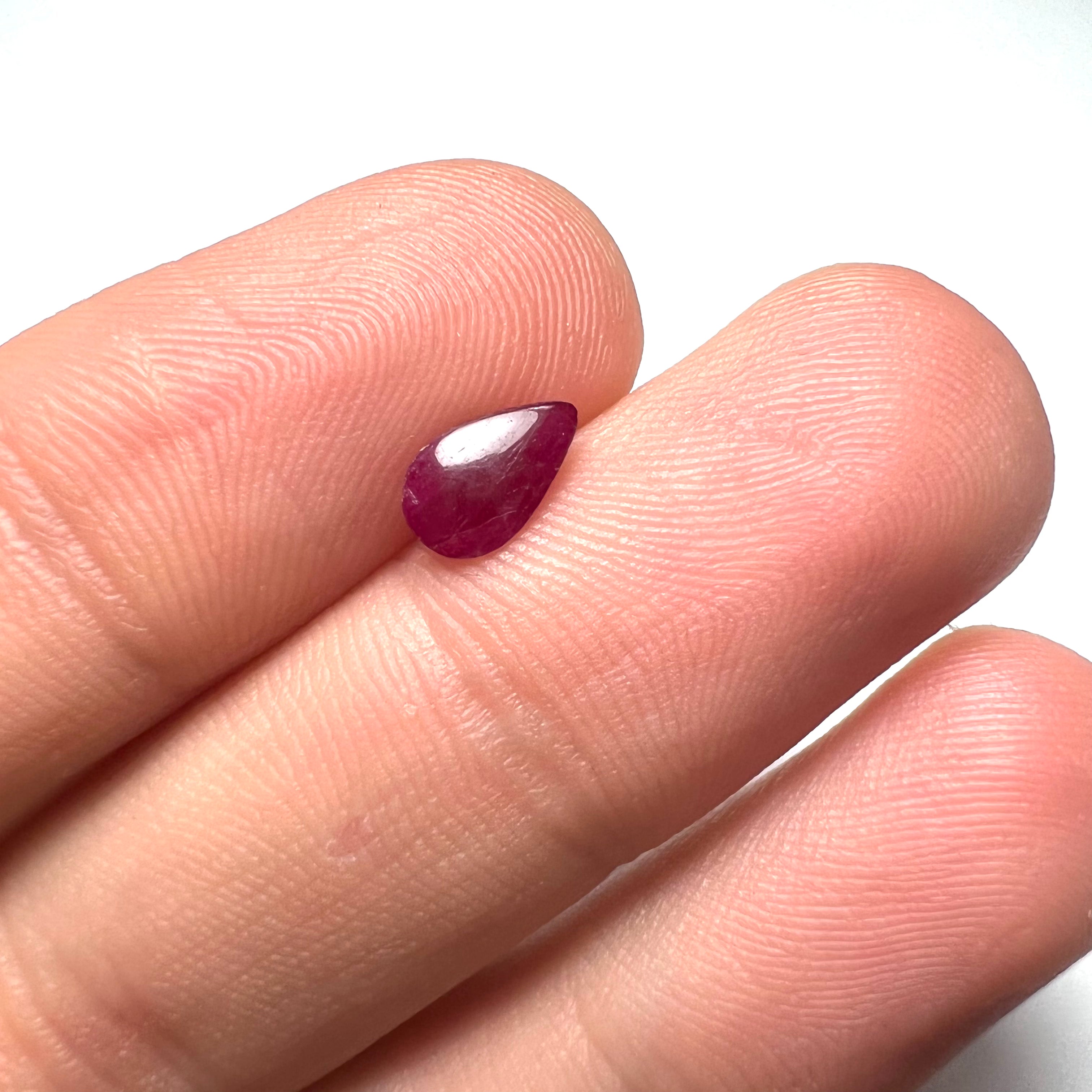 .89CTW Loose Natural Pear Ruby 7.5x4.2x2.2mm Earth mined Gemstone