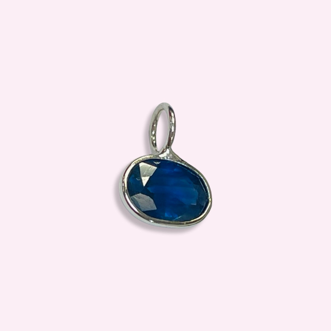 14K White Gold Sapphire Pendant Gem Charm