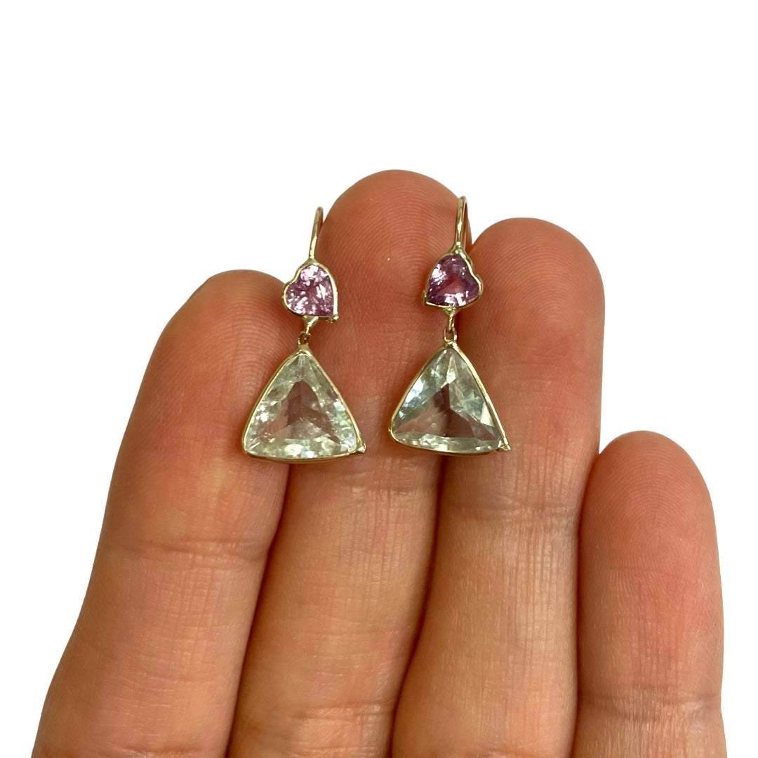 Aquamarine Pink Sapphire Earrings