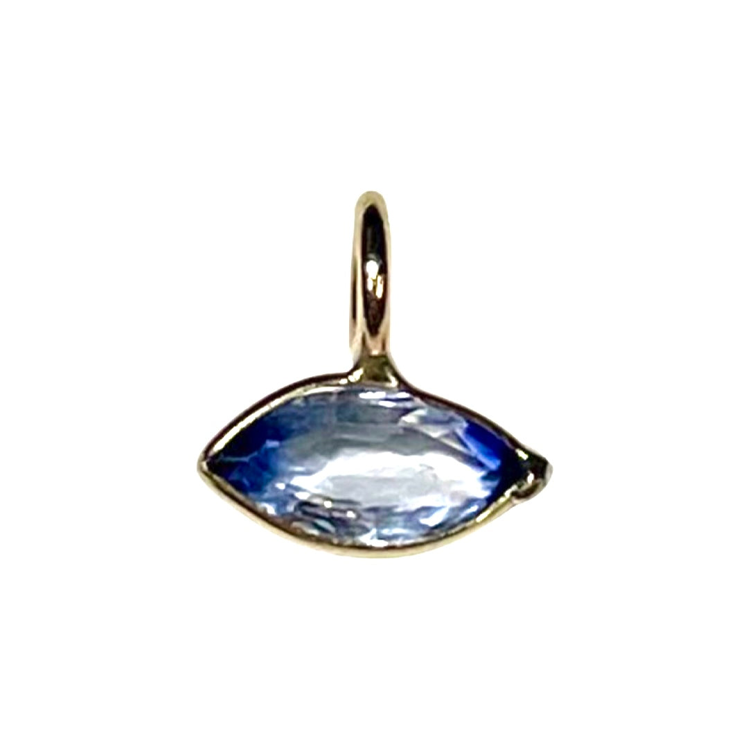 Natural Marquise Sapphire 14K Yellow Gold Pendant Charm 9x4.5mm