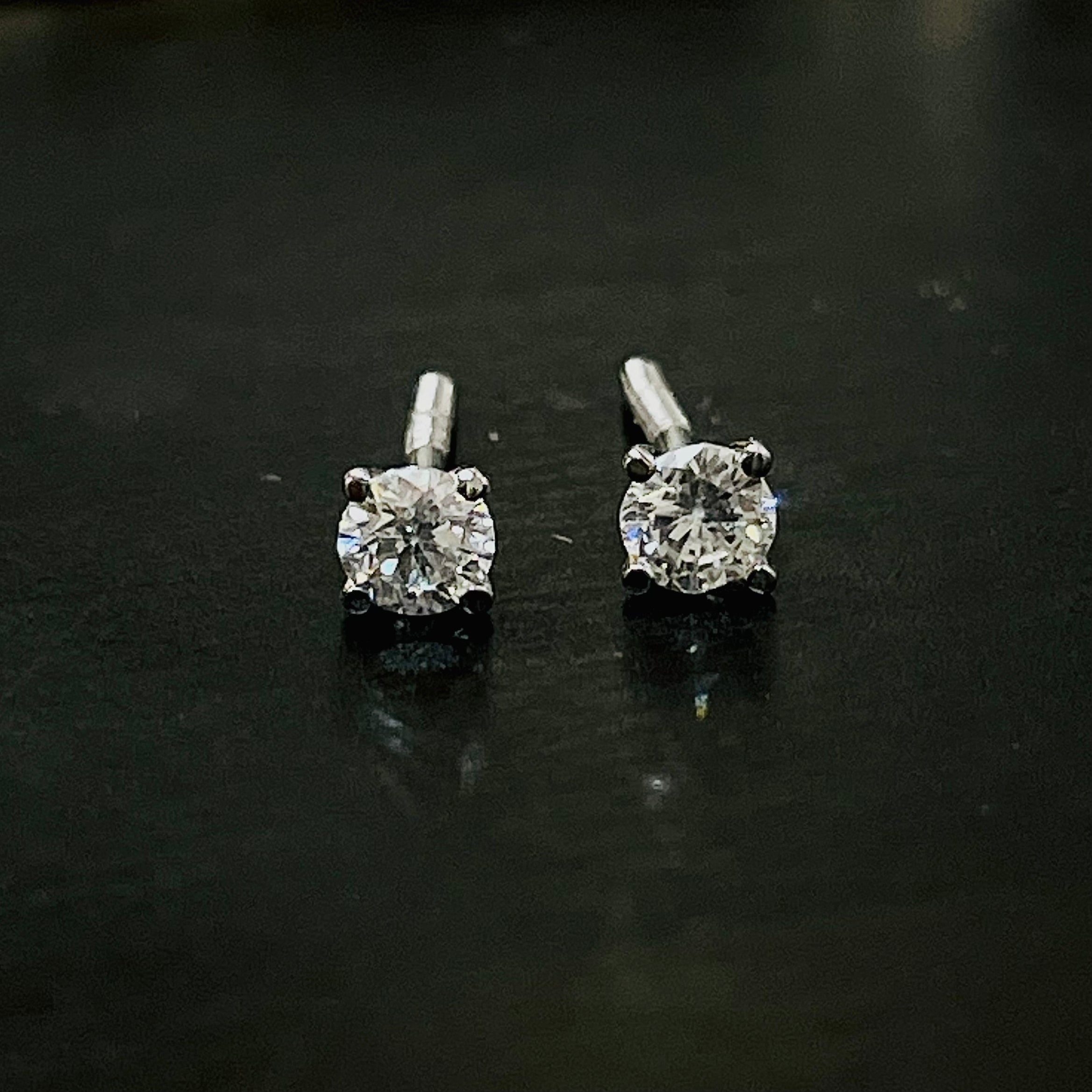 .32CT Round Brilliant Diamond 14K White Gold Earring Studs
