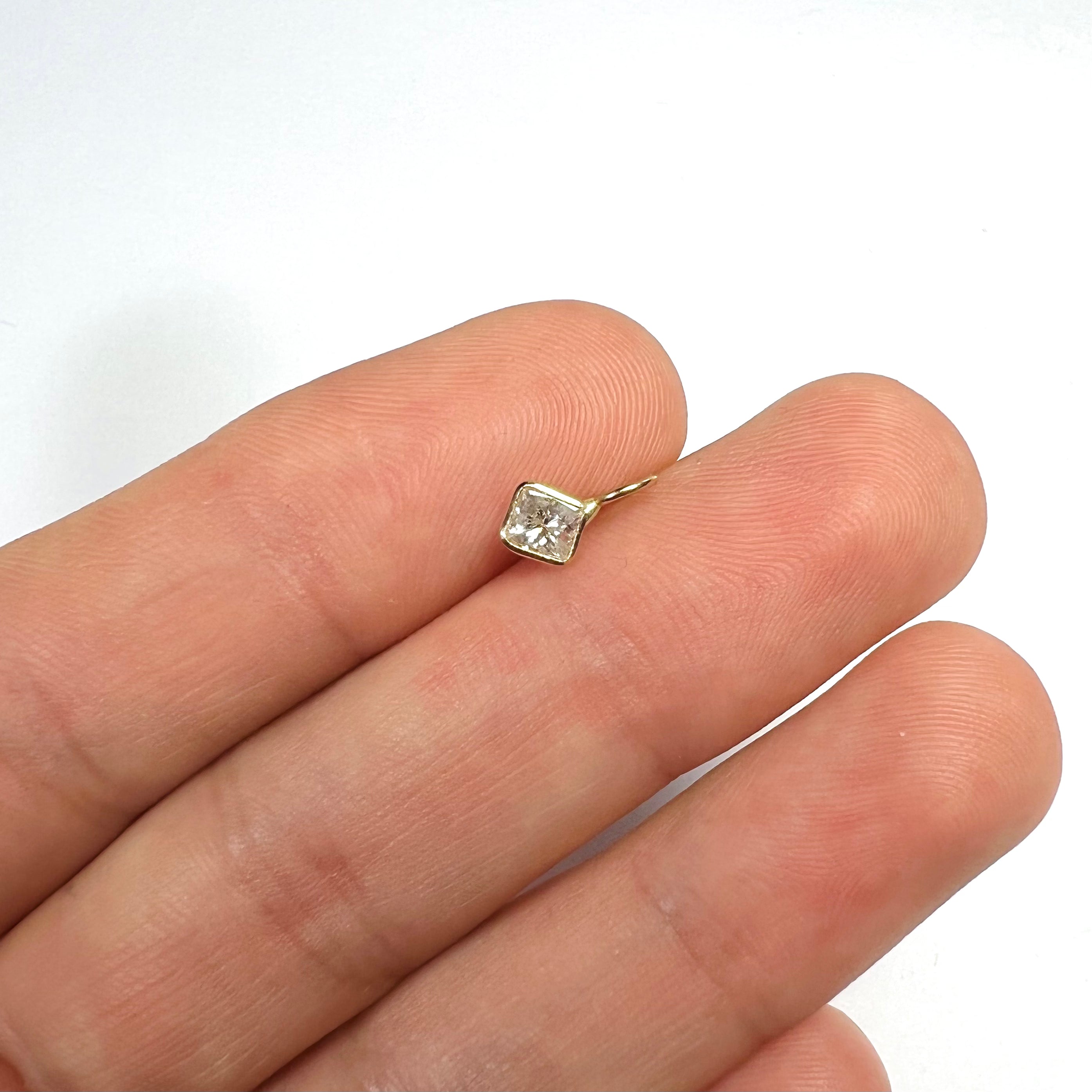 .27ct Princess Cut Diamond Pendant Charm 14K Gold 9x5mm