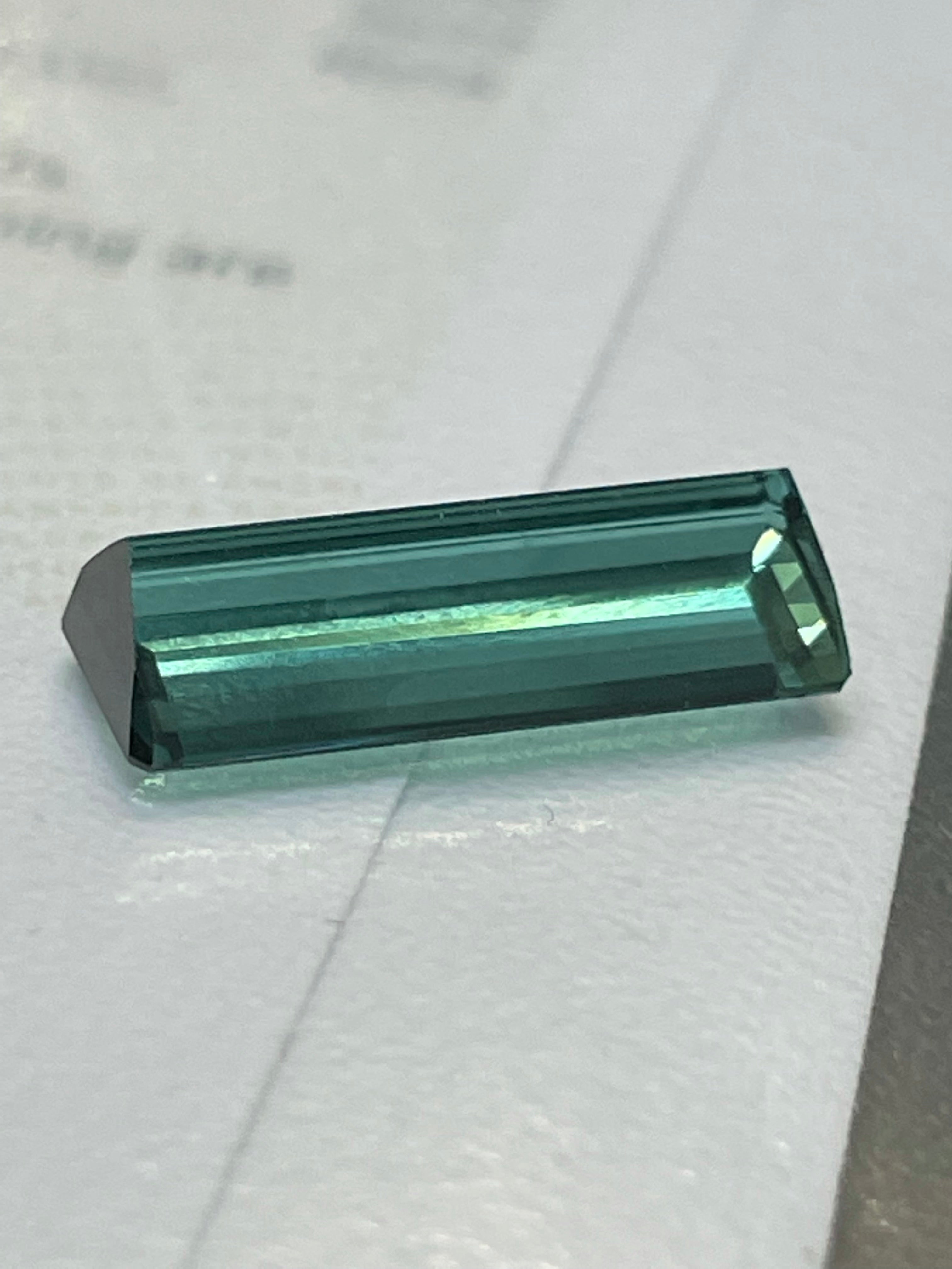 6.45CT Brilliant Teal Green Tourmaline Emerald Cut