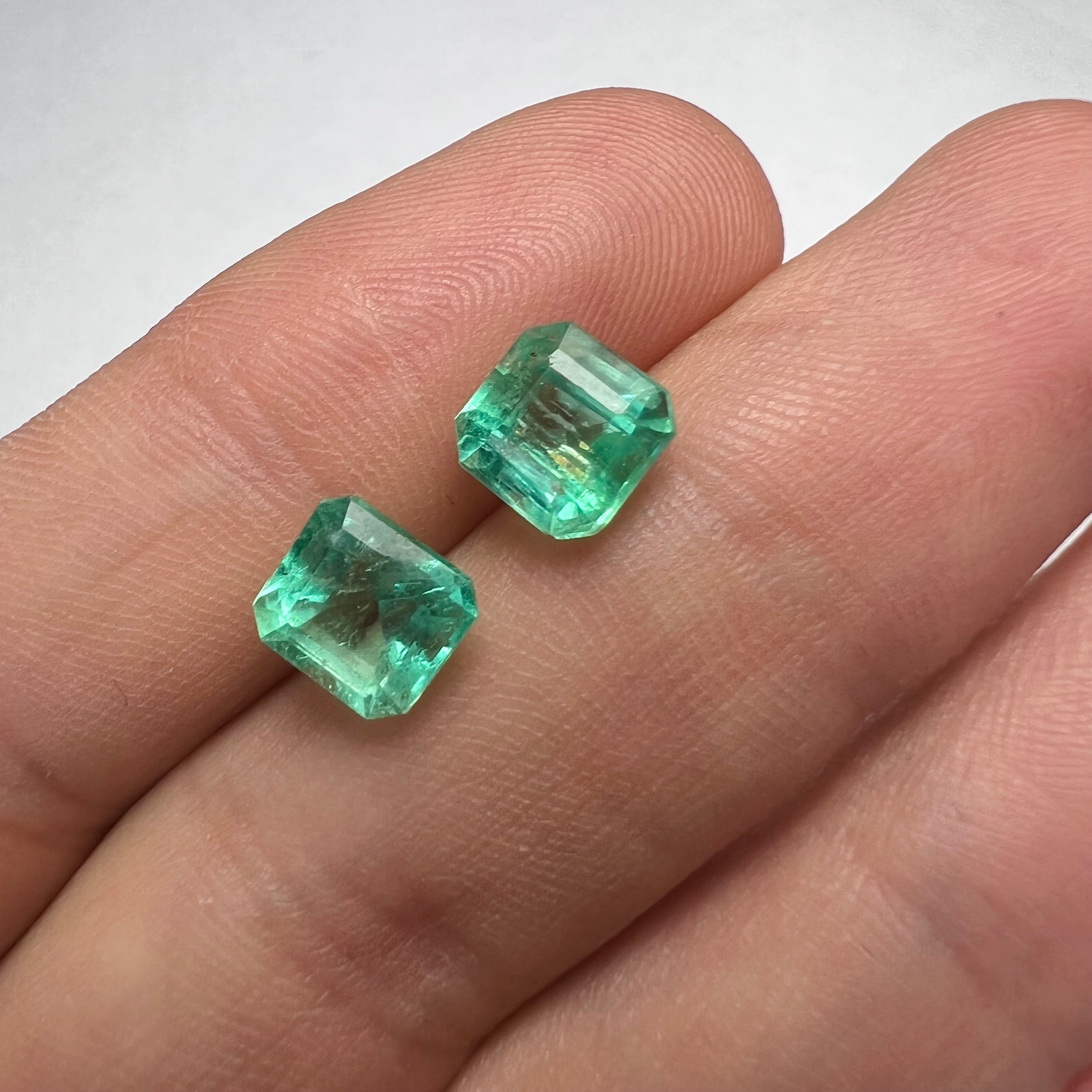 3.67CTW Pair of Natural Colombian Emerald Loose Ascher Cut