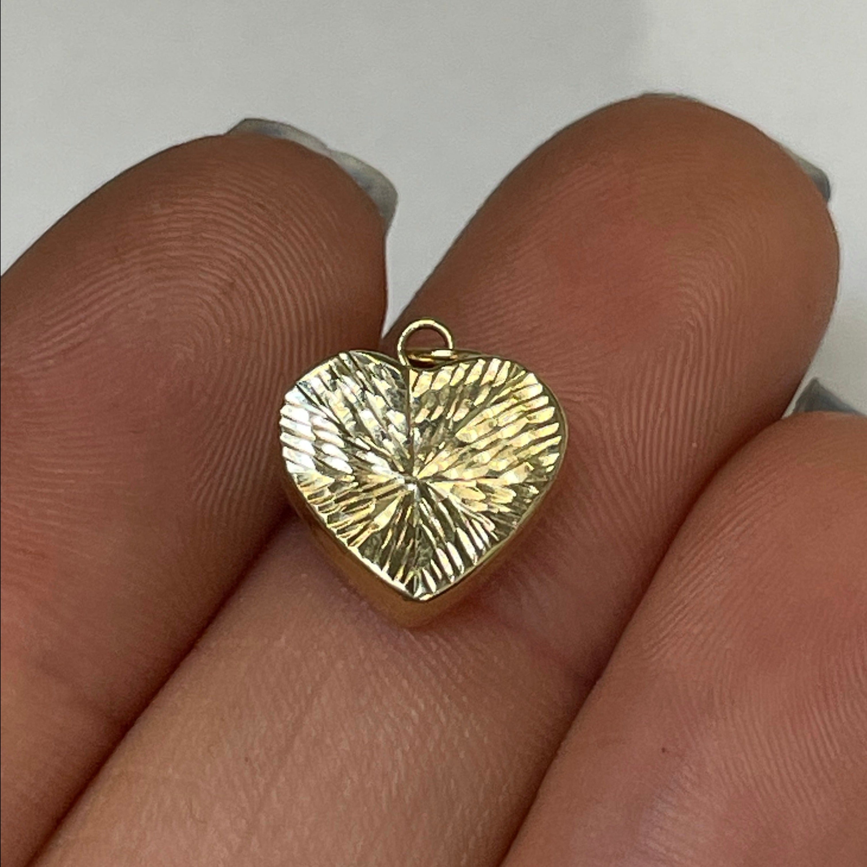 14K Yellow Gold Puffy Heart Pendant Charm