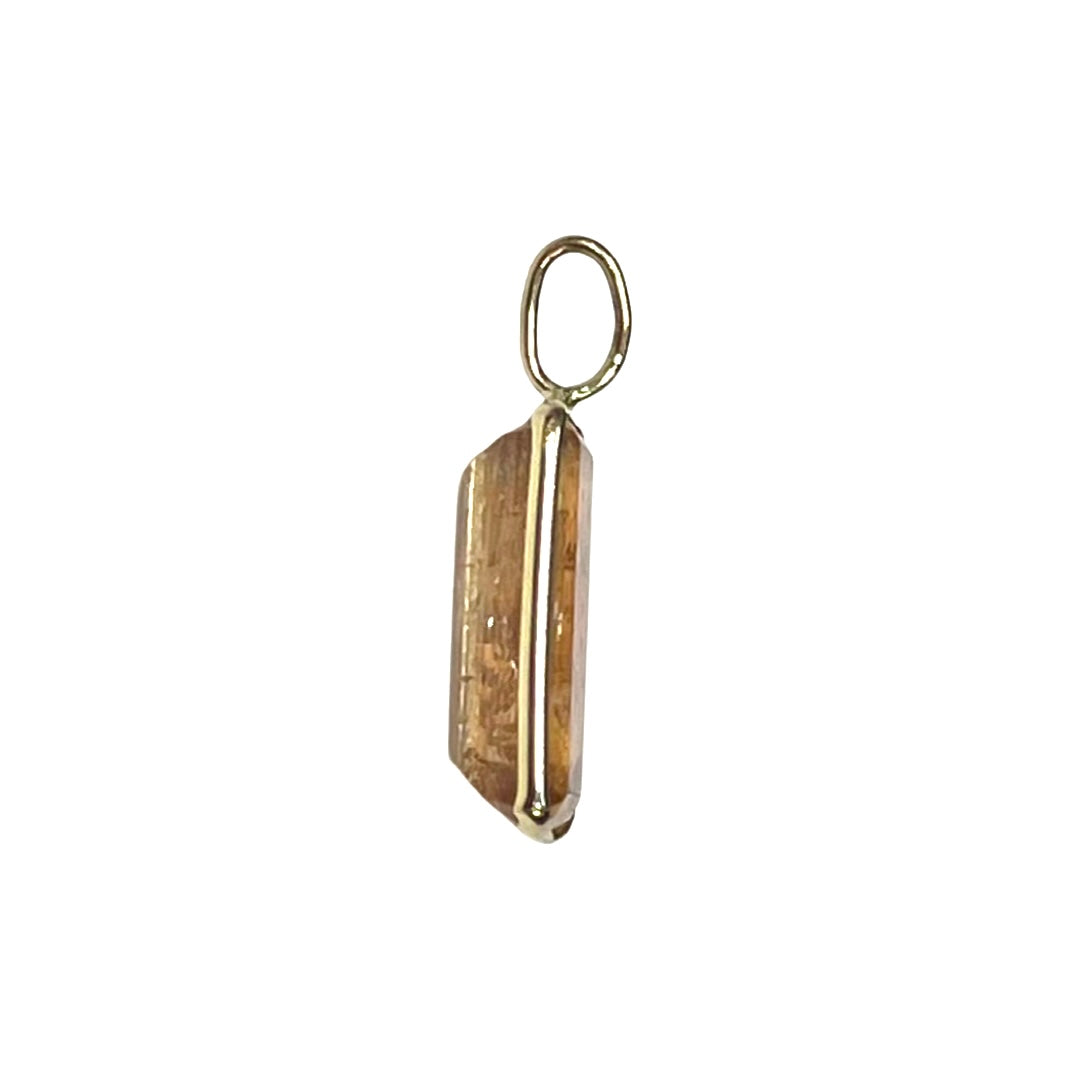 Natural Imperial Topaz 14K Yellow Gold Pendant Charm 26x9mm