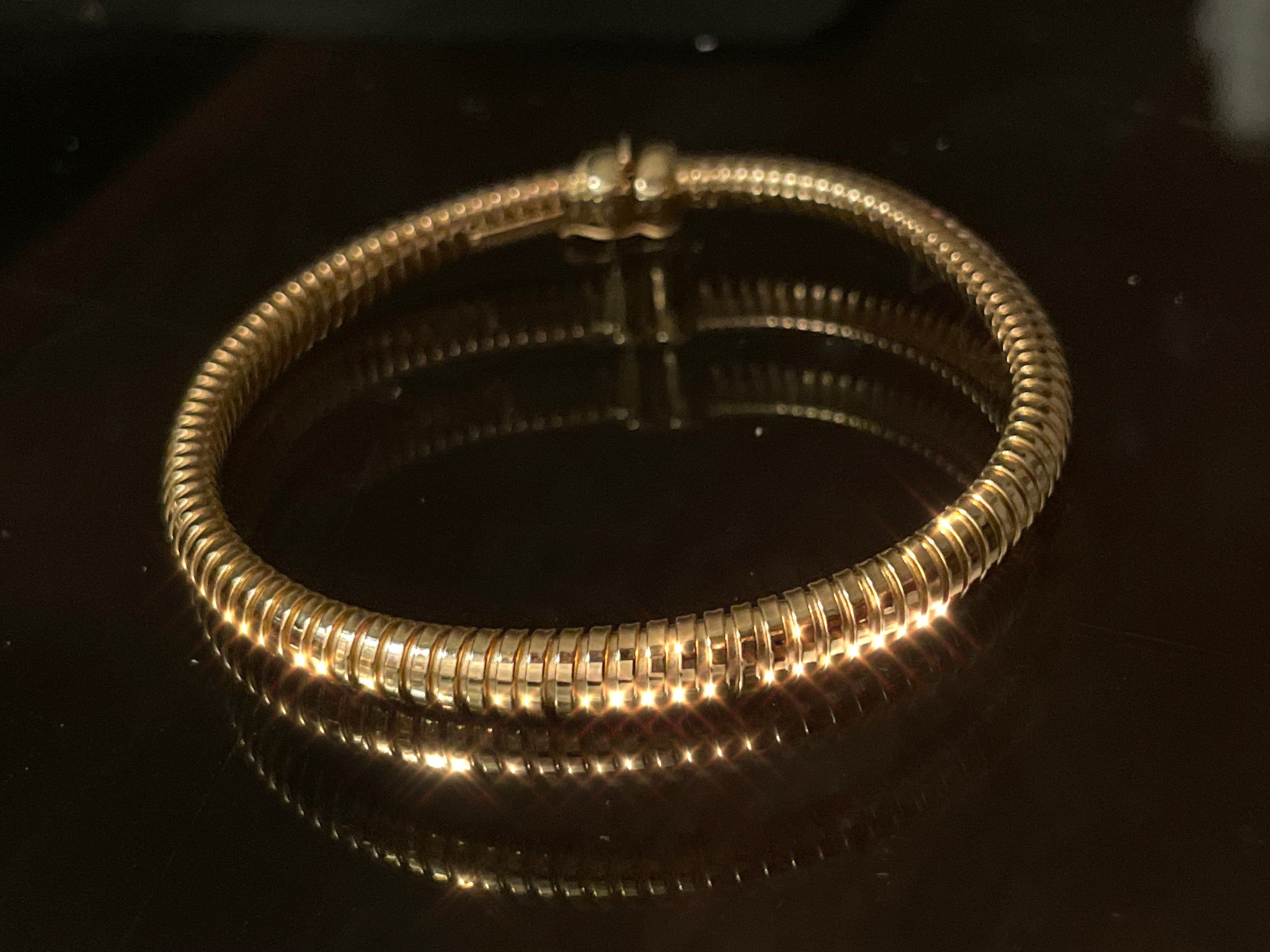 14K Yellow Gold 6mm 7” Tubogas Bracelet