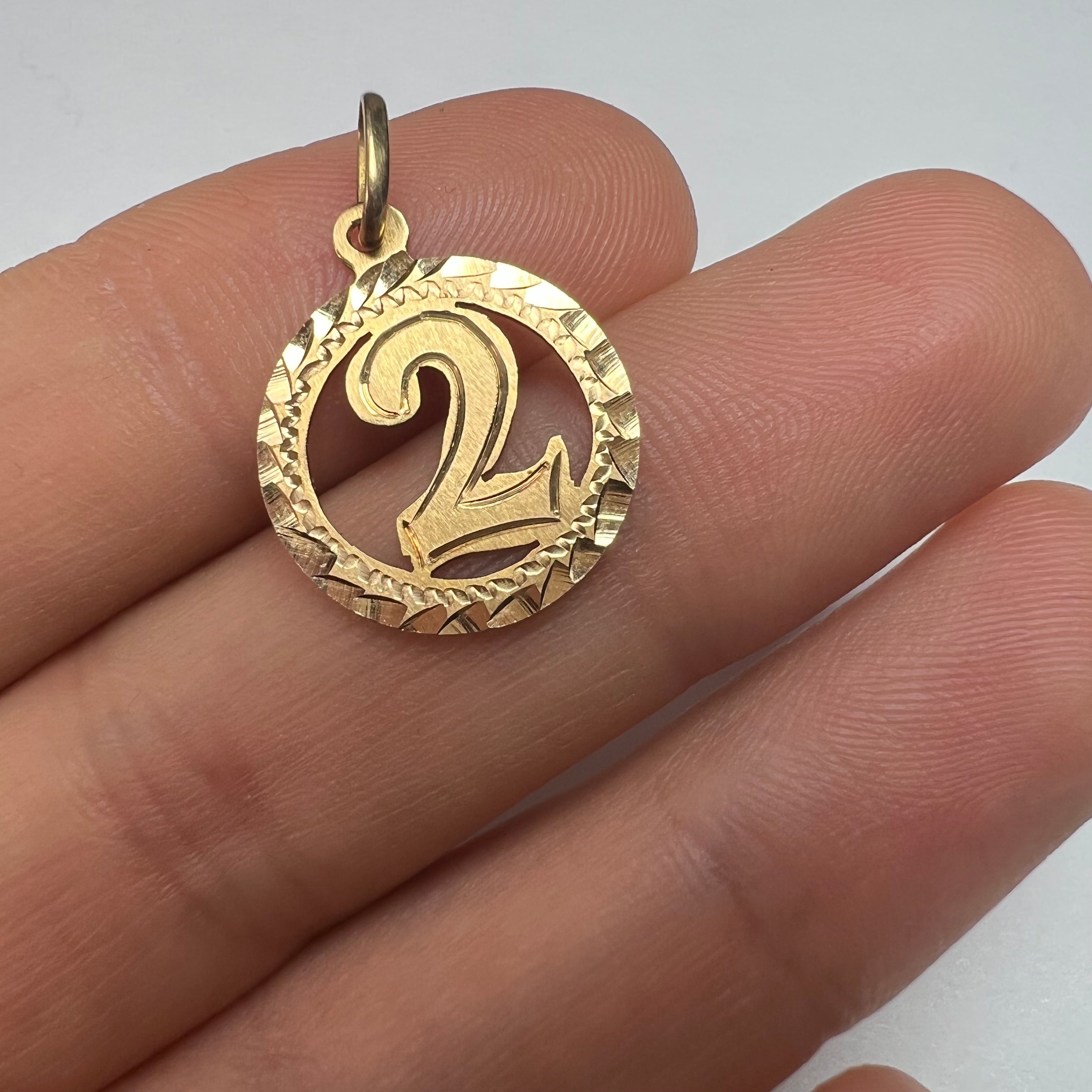 Circle Number 2 Pendant 14K Yellow Gold