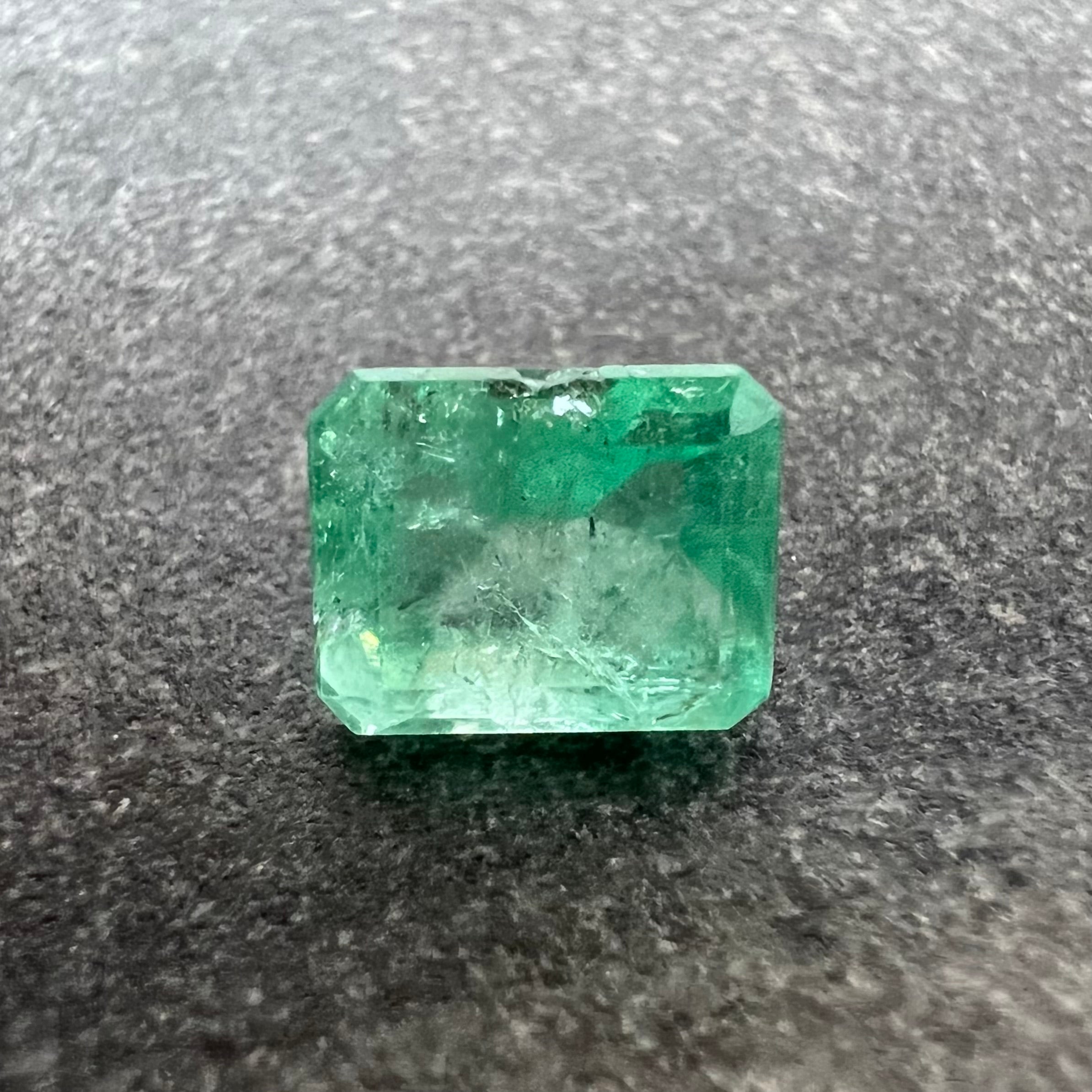 2.14CT Natural Colombian Emerald Loose Rectangle Shape 8x6