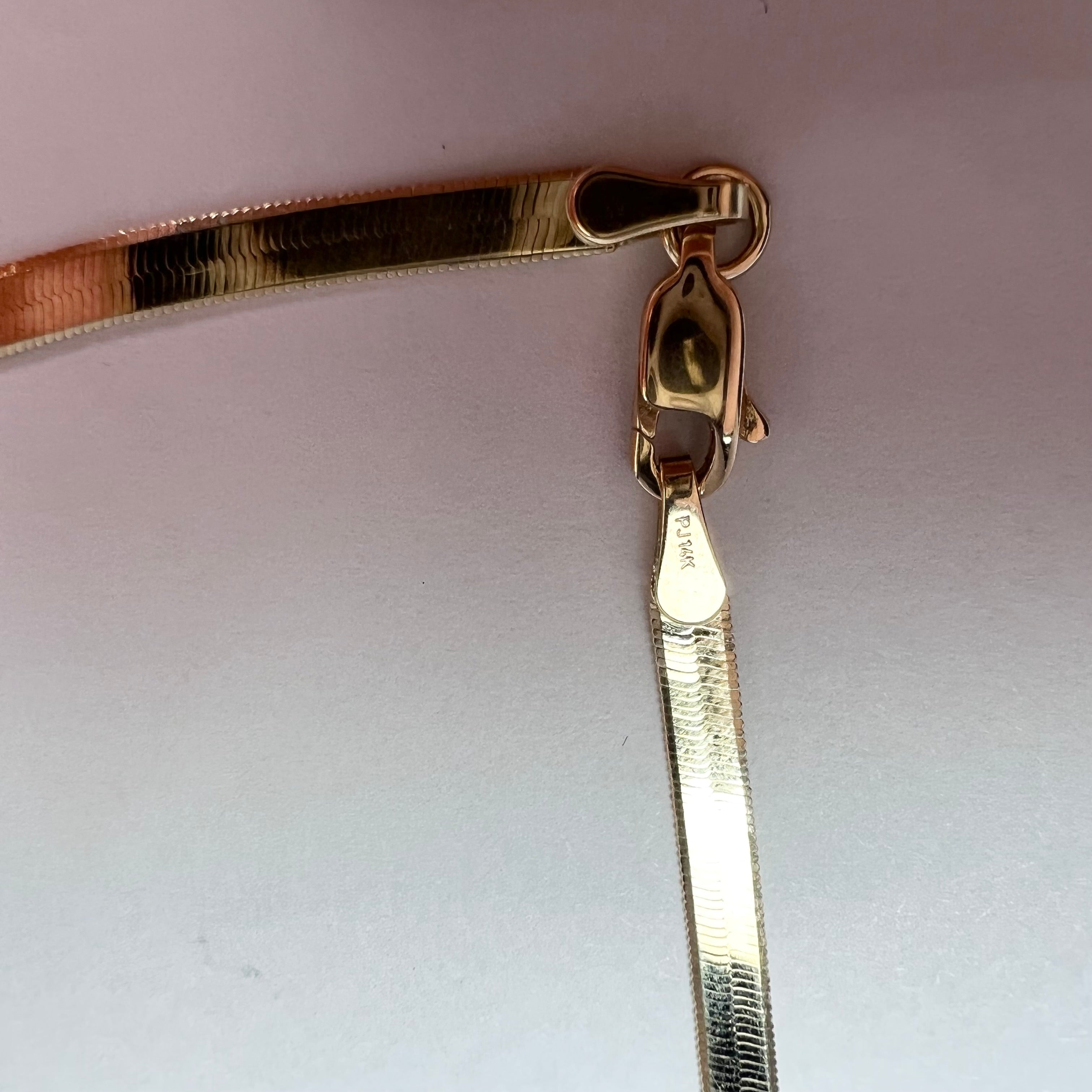 16” 3mm 14K Yellow Gold Herringbone Chain Necklace