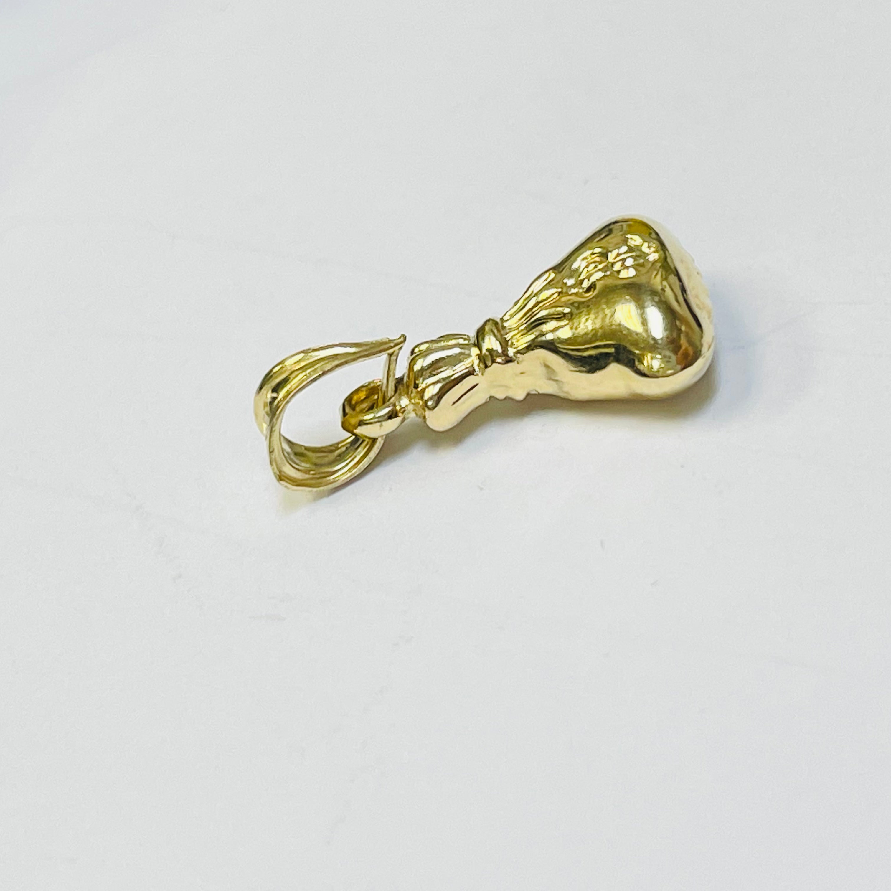 14K Yellow Gold Puffy Money Bag Pendant Charm