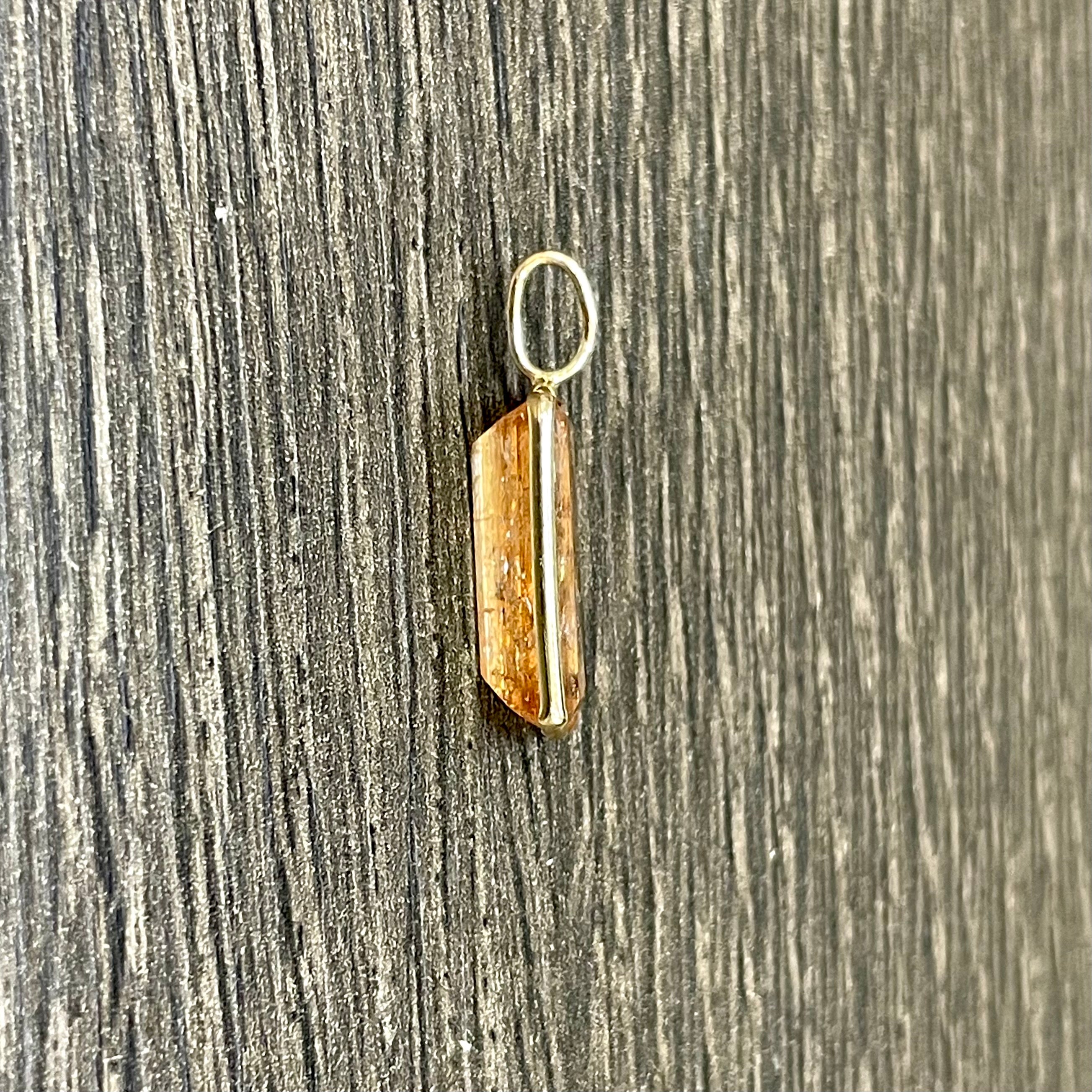 Natural Imperial Topaz 14K Yellow Gold Pendant Charm 26x9mm